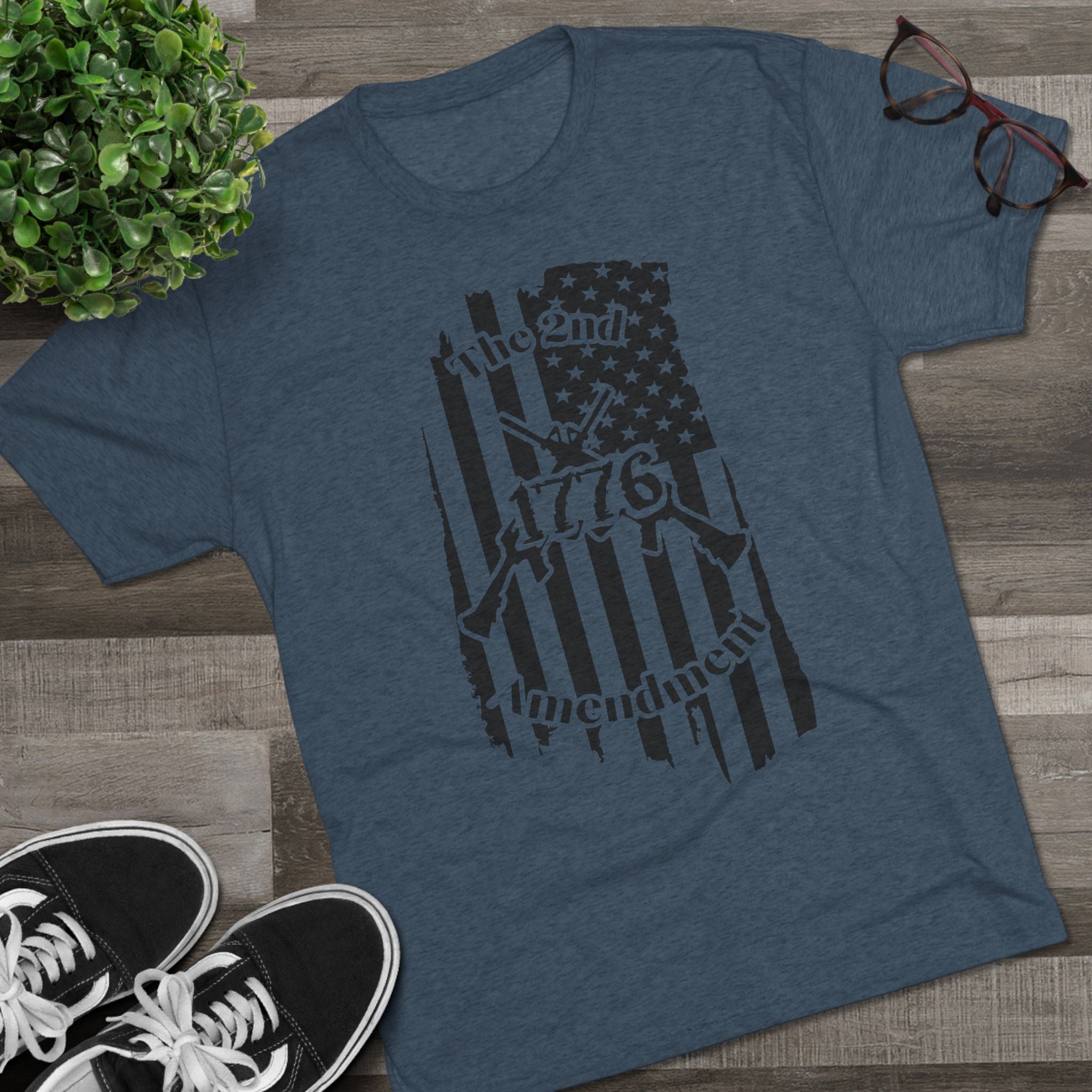 Patriotic Tee - 1776 2nd Amendment Flag Design Unisex Tri-Blend Crew Tee