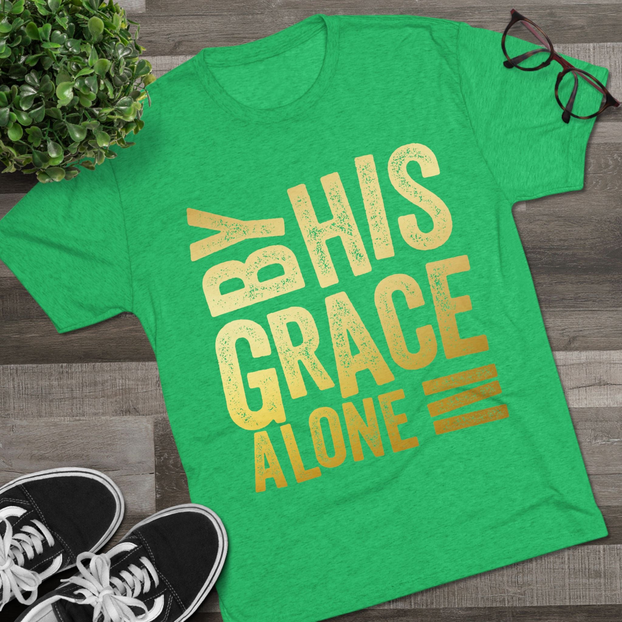 Unisex Tri-Blend Crew Tee - 'By His Grace Alone' Inspirational T-Shirt, Faith-Based Apparel, Christian Gift, Casual Everyday Wear, [...]