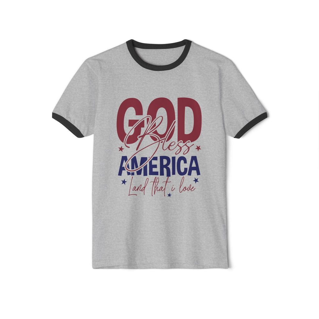 Ringer T-Shirt God Bless America Patriotic Tee