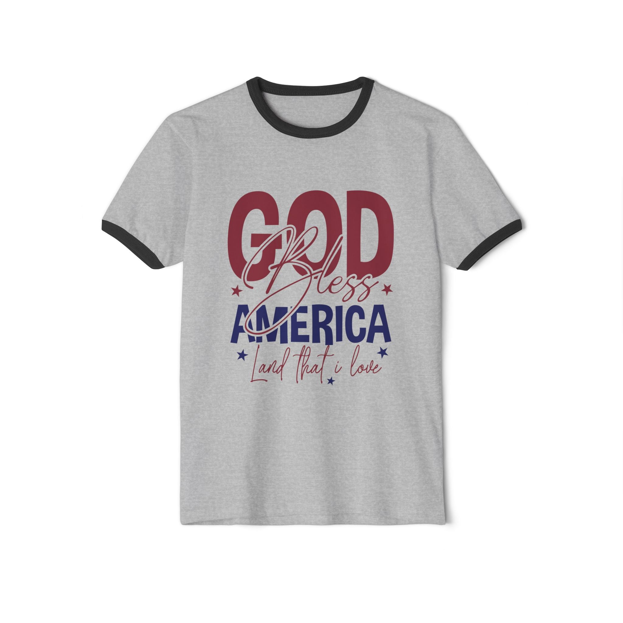 Ringer T-Shirt God Bless America Patriotic Tee