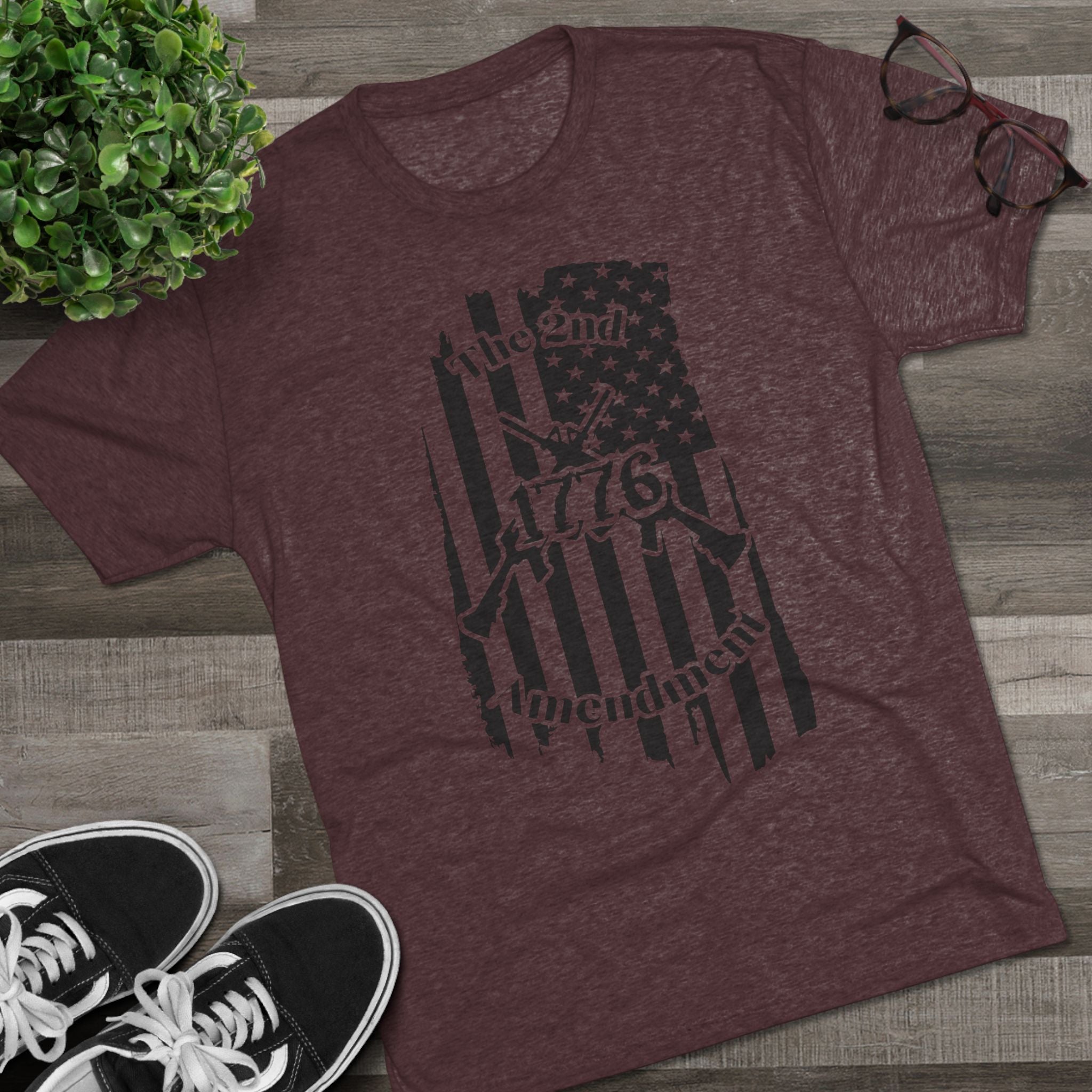 Patriotic Tee - 1776 2nd Amendment Flag Design Unisex Tri-Blend Crew Tee