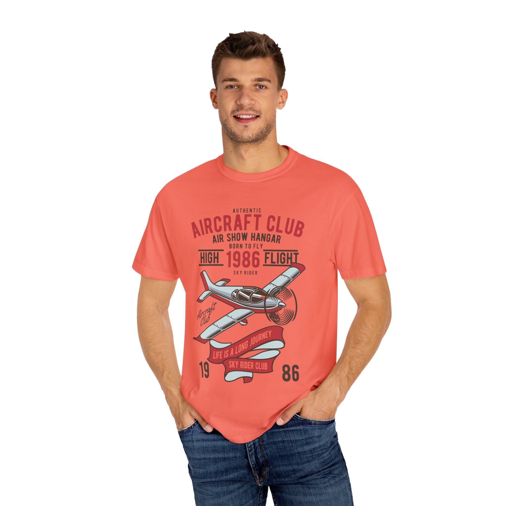Vintage Aircraft Club T-Shirt | Unisex Garment-Dyed Tee, Aviation Lover Gift, Retro Airplane Shirt, Sky Rider Apparel, Air Show Fashion