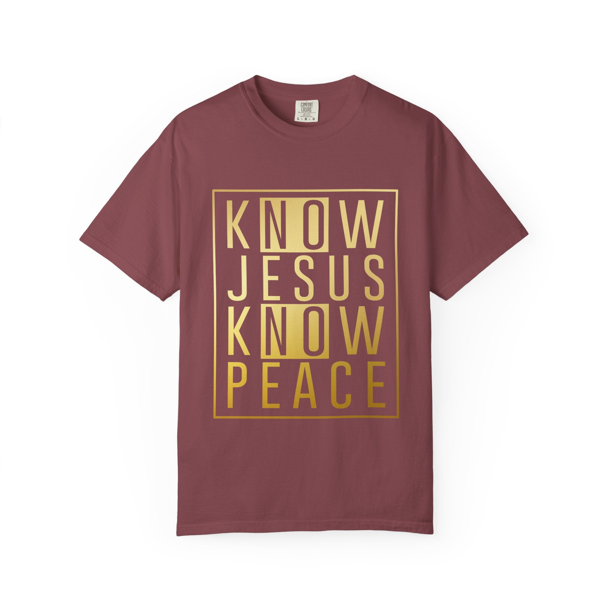 Know Jesus, Know Peace Unisex Garment-Dyed T-shirt | Inspirational Apparel for Faith, Church Events, Gifts, Casual Wear, Summer Outfits