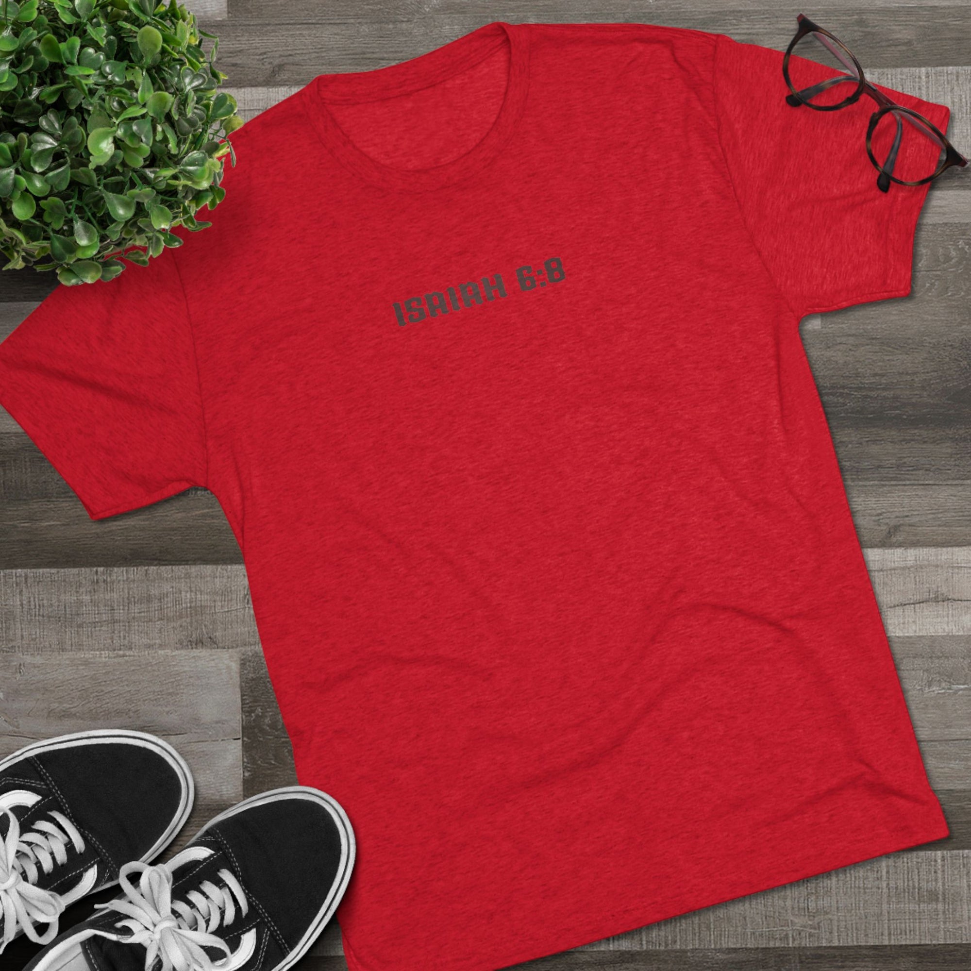Isaiah 6:8 Inspirational Crew Tee, Christian Faith Shirt, Unisex Tri-Blend T-Shirt, Military Themed Tee, Spiritual Gifts for Men and Women