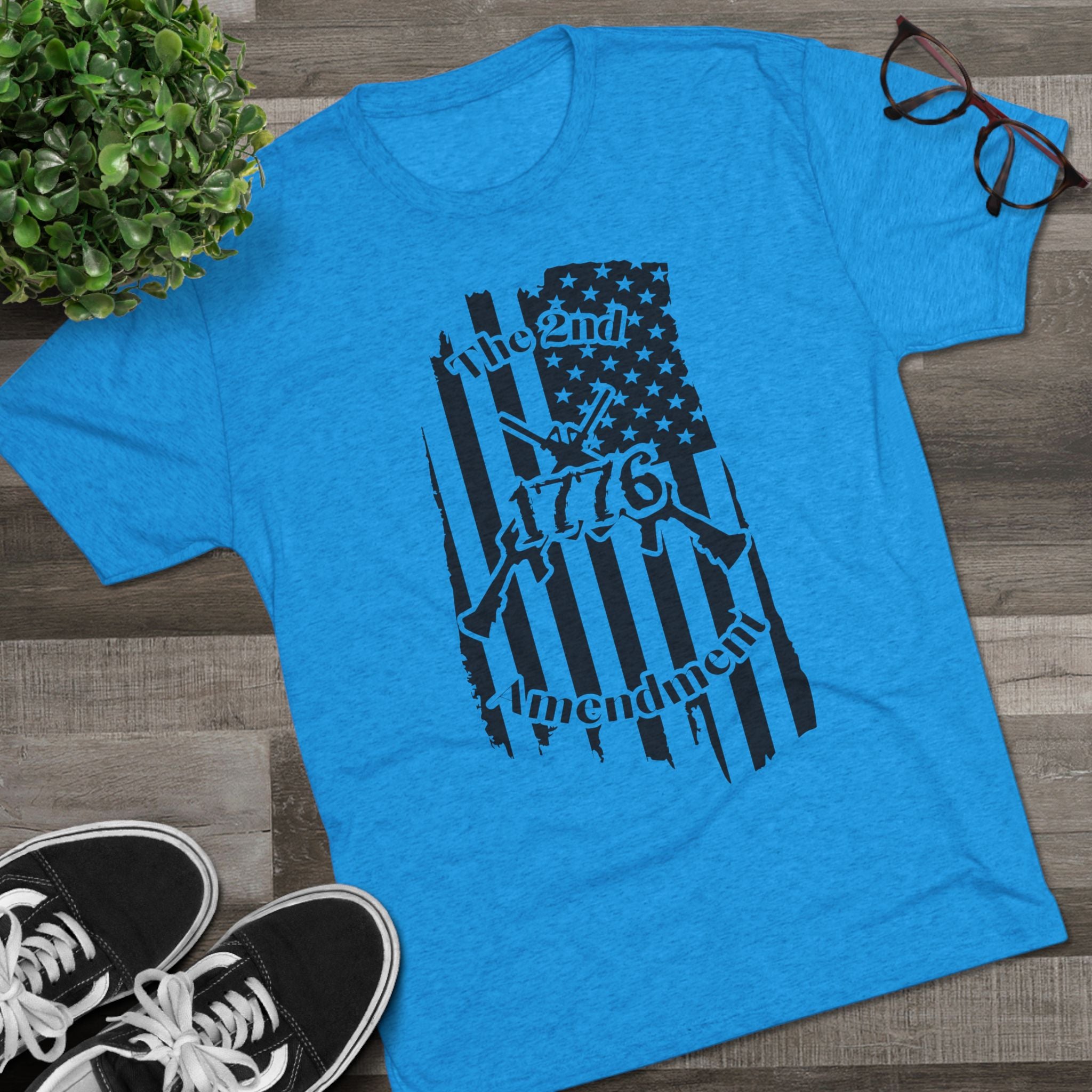 Patriotic Tee - 1776 2nd Amendment Flag Design Unisex Tri-Blend Crew Tee
