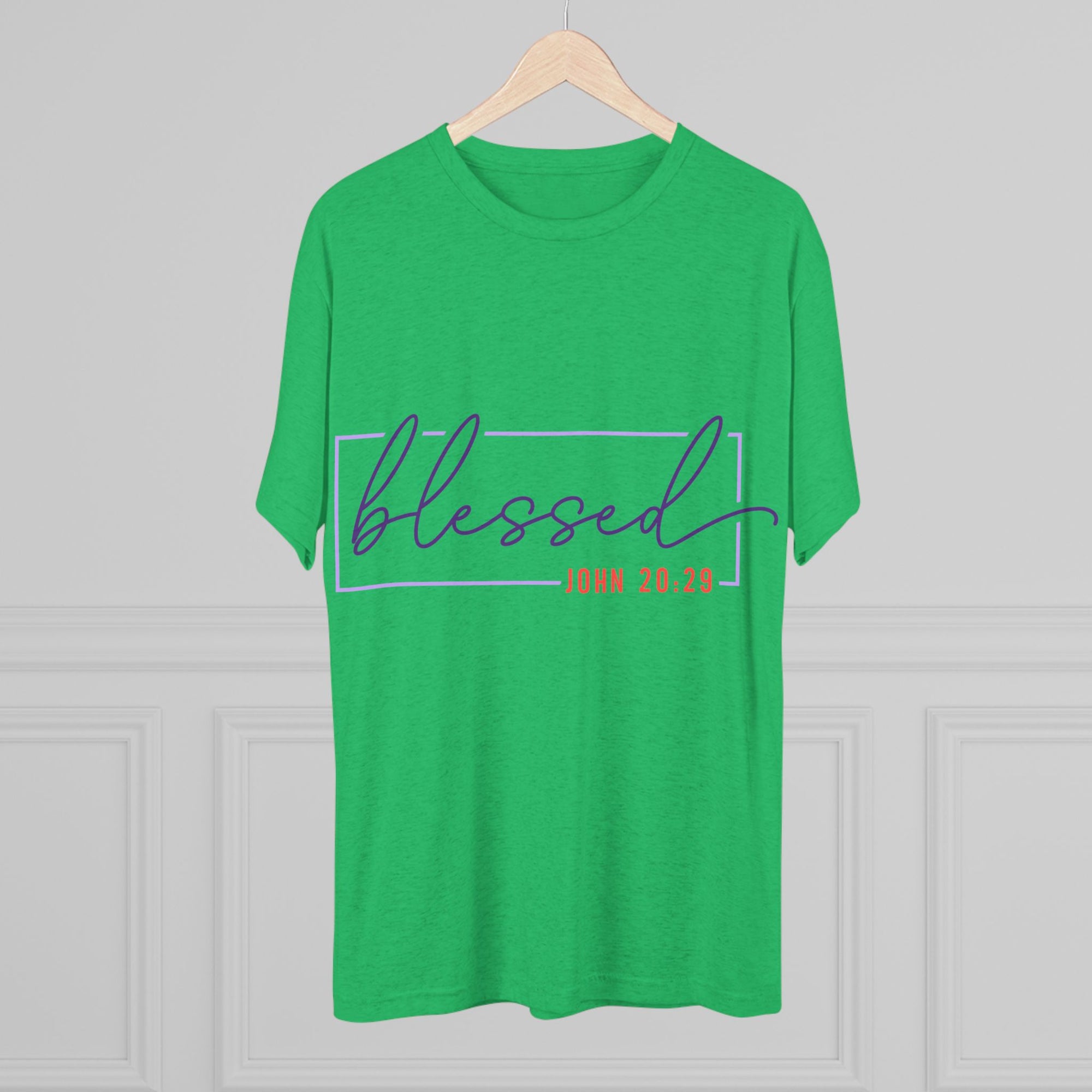 Blessed Unisex Tri-Blend Crew Tee | Inspirational Gift for Friends, Spiritual Wear, Faith-Based Apparel, Green Shirt, Casual Top