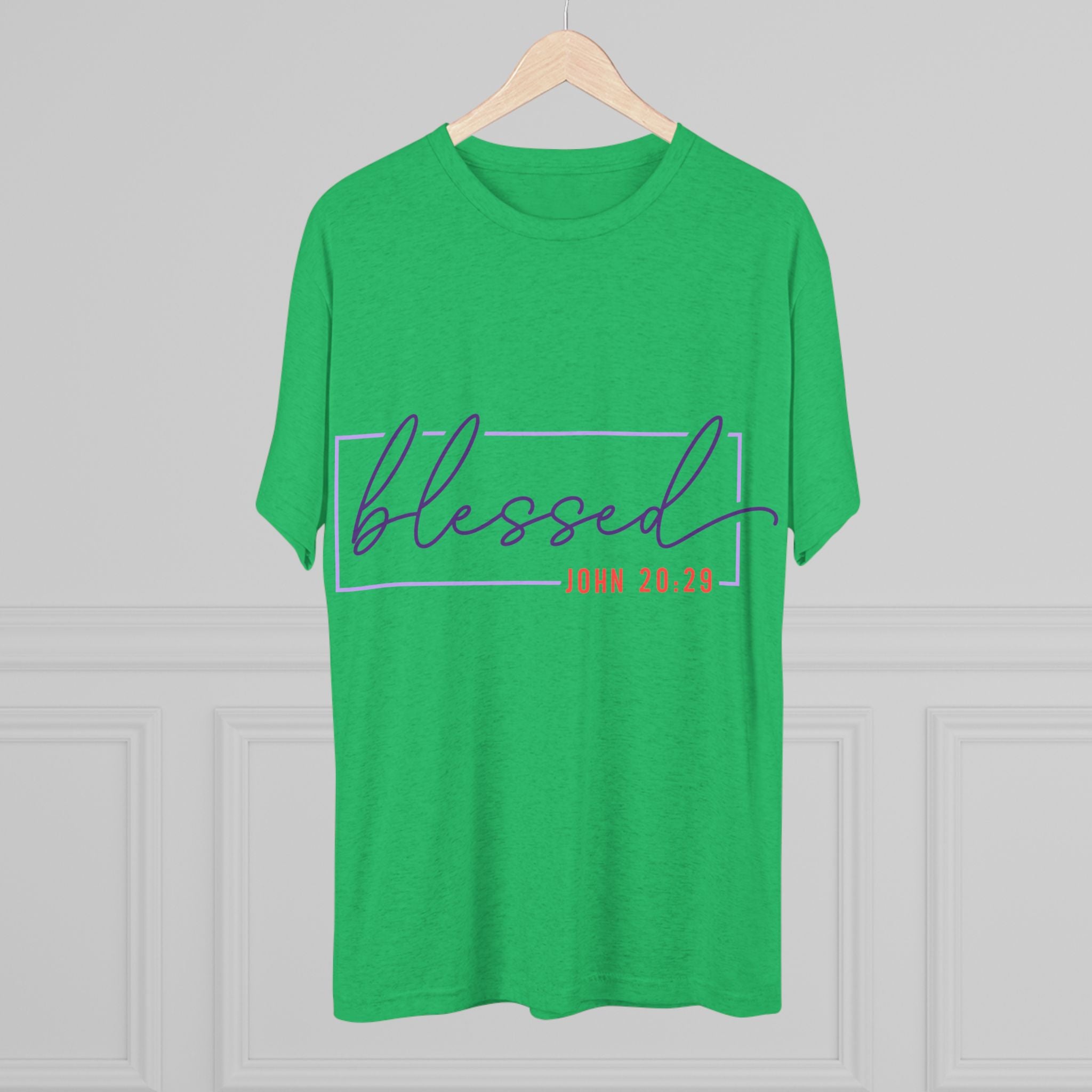 Blessed Unisex Tri-Blend Crew Tee | Inspirational Gift for Friends, Spiritual Wear, Faith-Based Apparel, Green Shirt, Casual Top