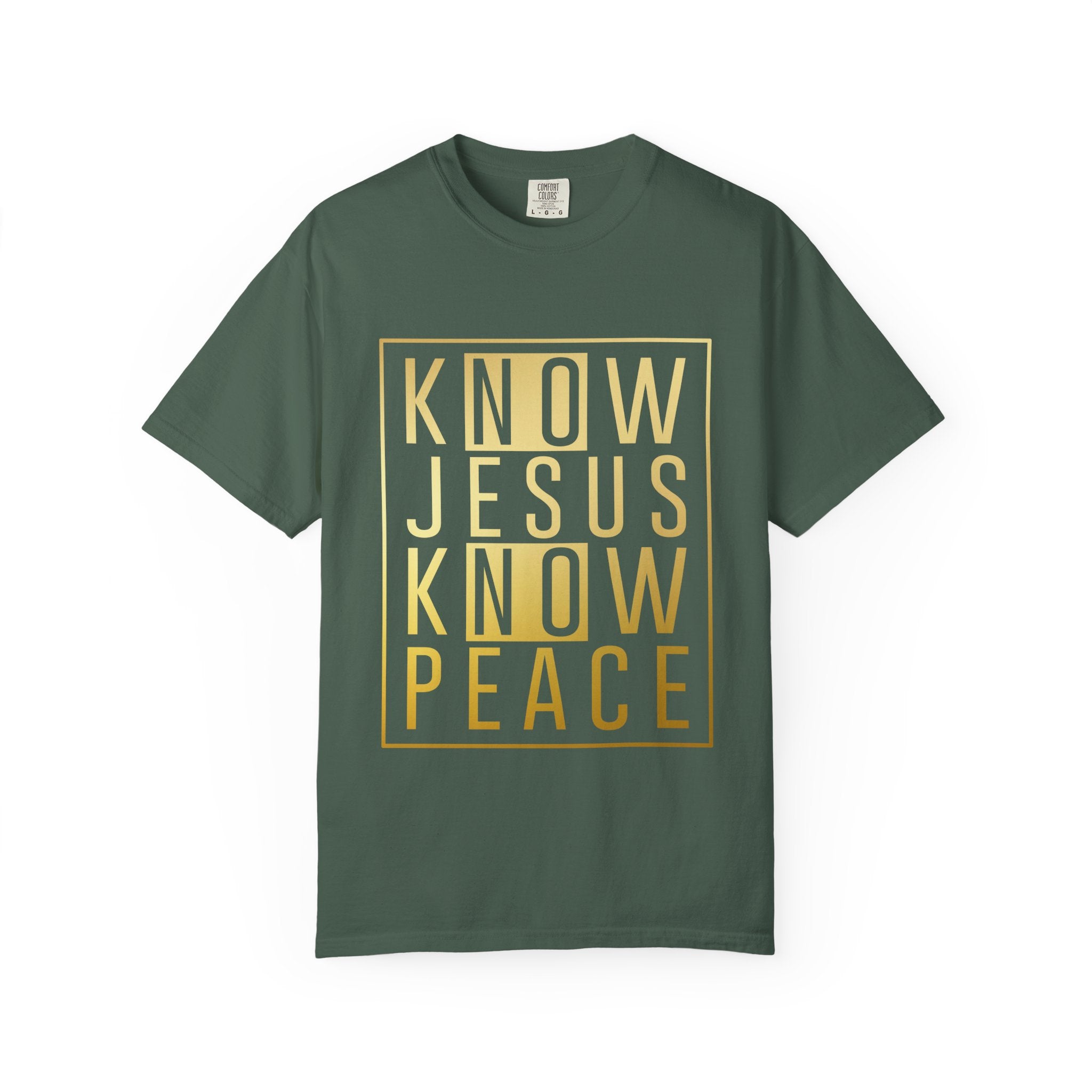 Know Jesus, Know Peace Unisex Garment-Dyed T-shirt | Inspirational Apparel for Faith, Church Events, Gifts, Casual Wear, Summer Outfits