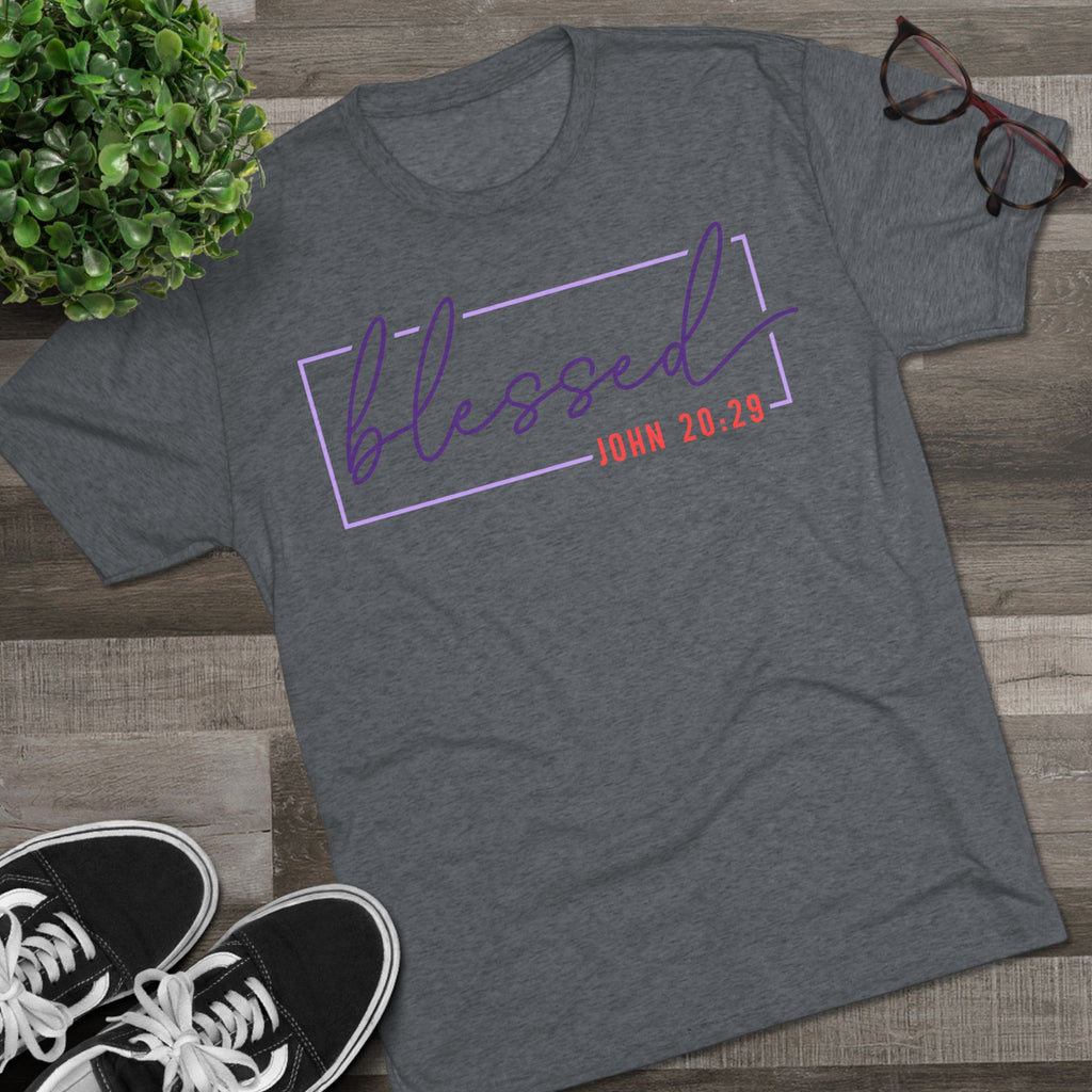 Blessed Unisex Tri-Blend Crew Tee | Inspirational Gift for Friends, Spiritual Wear, Faith-Based Apparel, Green Shirt, Casual Top