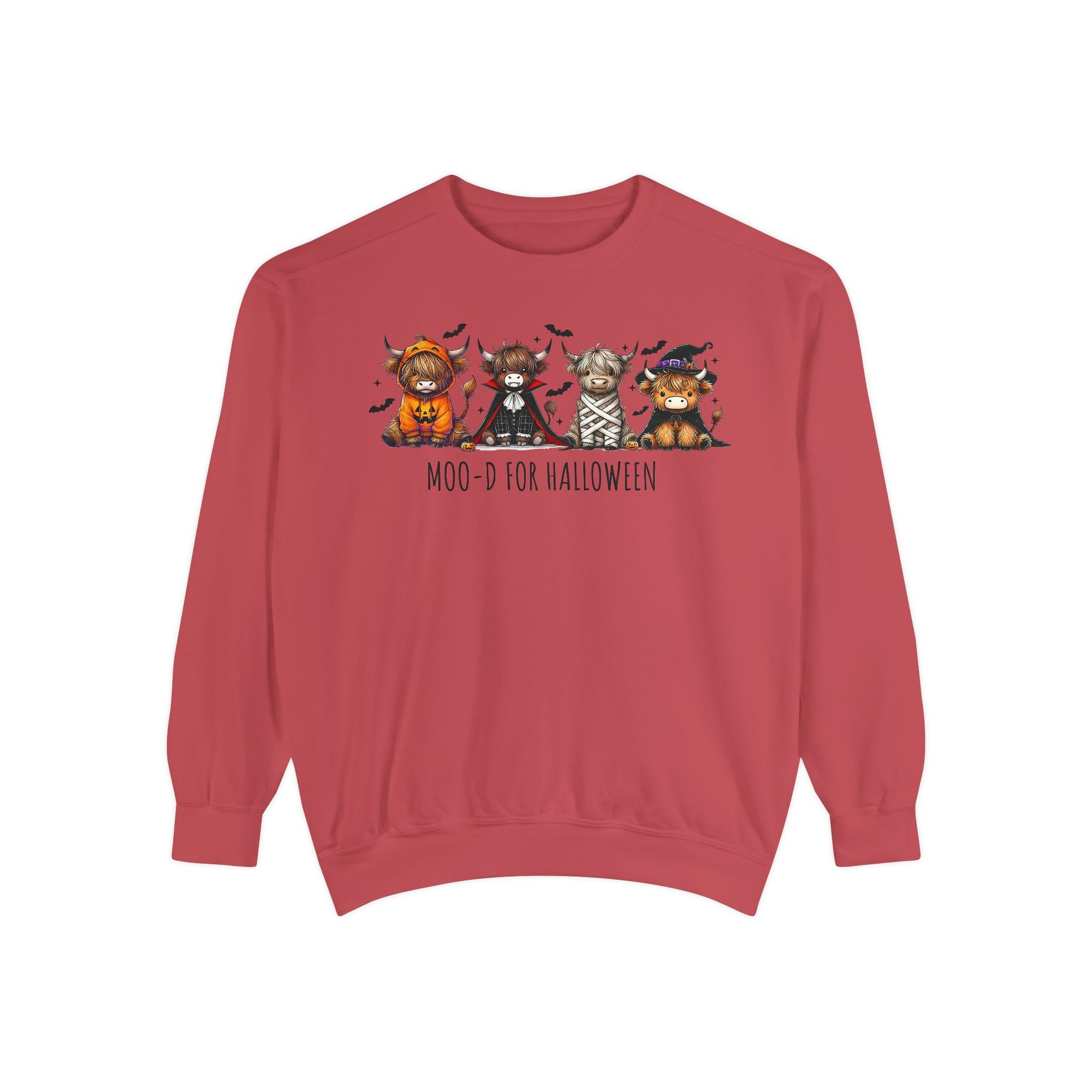 Halloween-Themed Garment-Dyed Unisex Sweatshirt, Cozy Fall Fashion, Cute Pet Designs, Perfect for Halloween Parties, Gift Idea