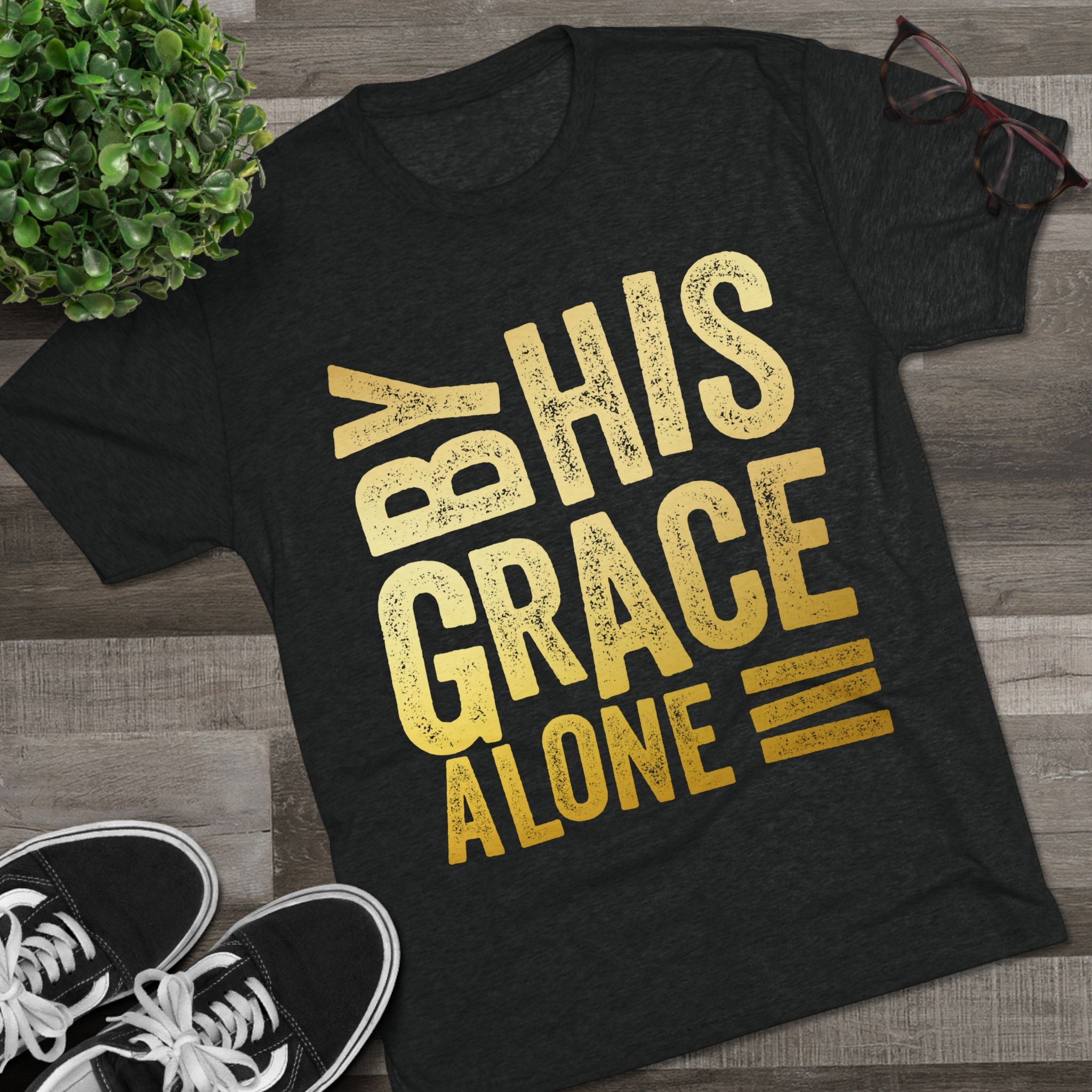Unisex Tri-Blend Crew Tee - 'By His Grace Alone' Inspirational T-Shirt, Faith-Based Apparel, Christian Gift, Casual Everyday Wear, [...]