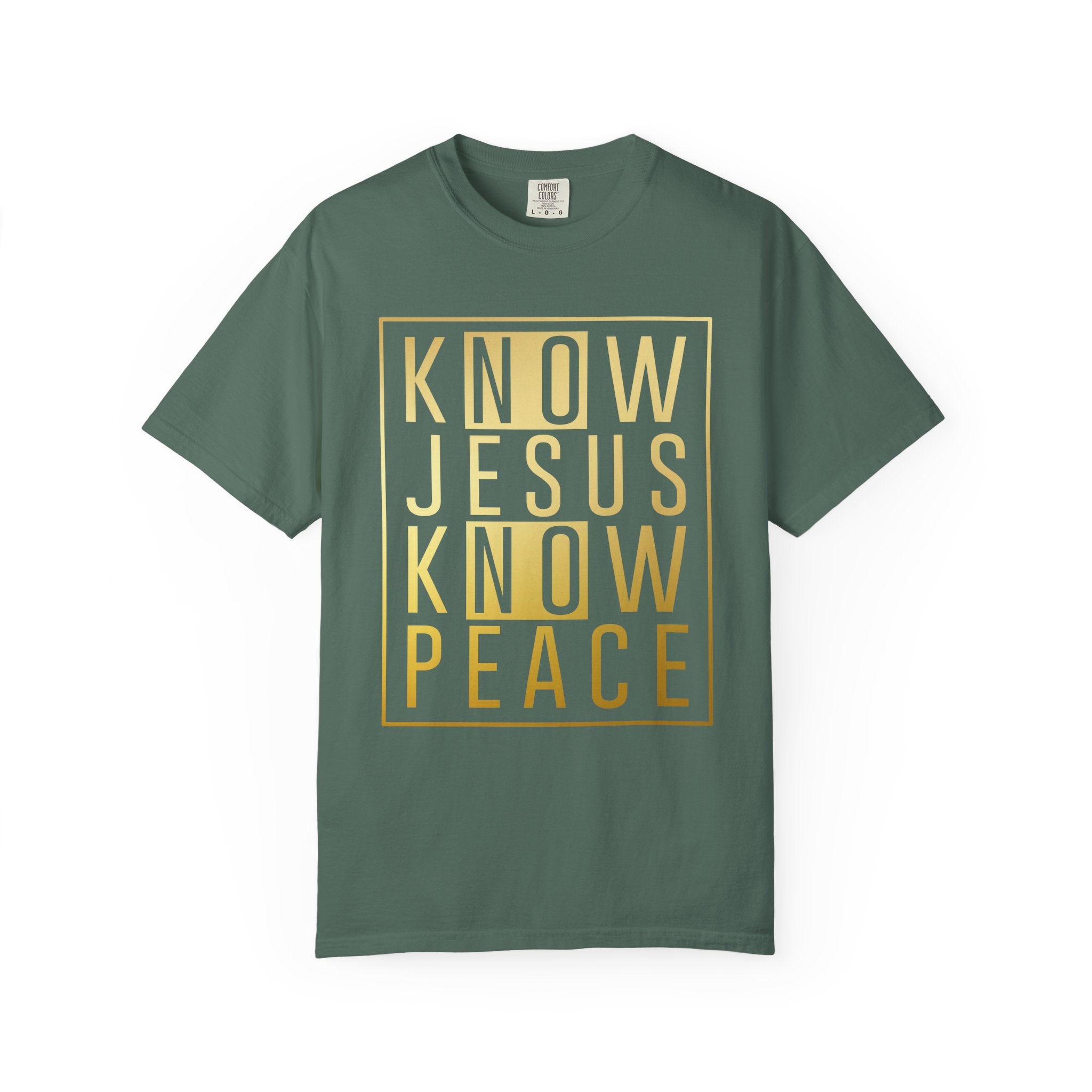 Know Jesus, Know Peace Unisex Garment-Dyed T-shirt | Inspirational Apparel for Faith, Church Events, Gifts, Casual Wear, Summer Outfits