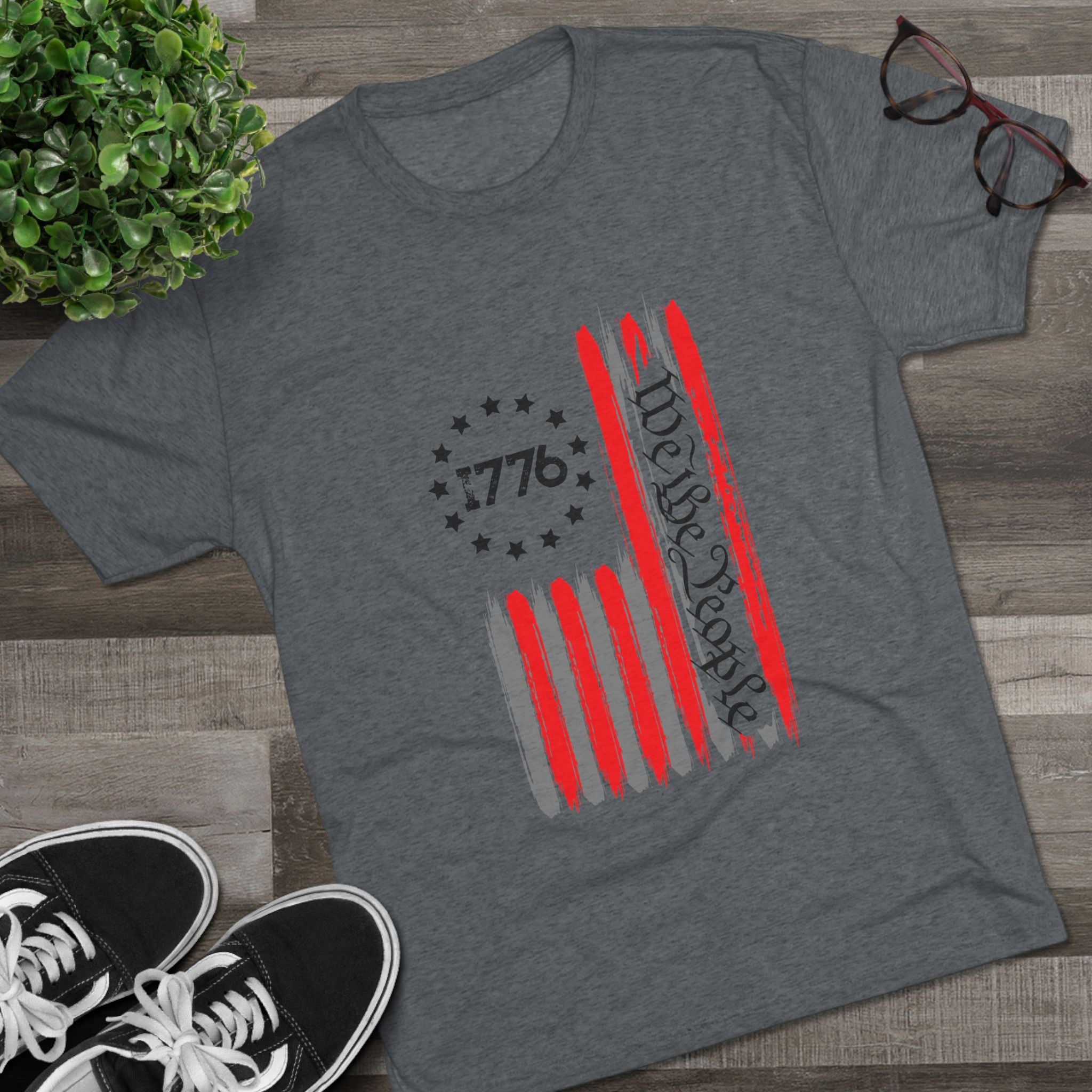 Patriotic Tee - We the People 1776 Flag Unisex Tri-Blend Crew Tee