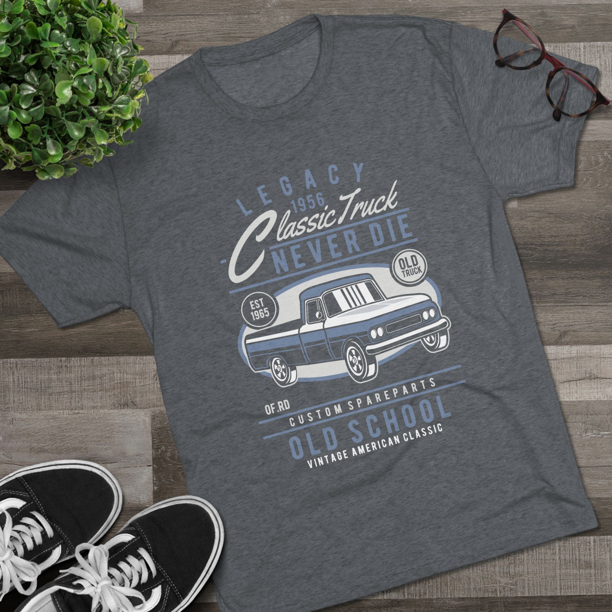 Vintage Classic Truck Tee - Unisex Tri-Blend Crew Neck