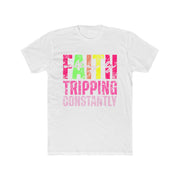 Christian Tee - Funny Bright Colorful Walking by Faith Unisex Cotton Crew Tee