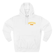 Shooter's Three-Panel Fleece Hoodie, Cozy Sweatshirt, Casual Streetwear, Unique Gift, Holiday Apparel, Stylish Layering