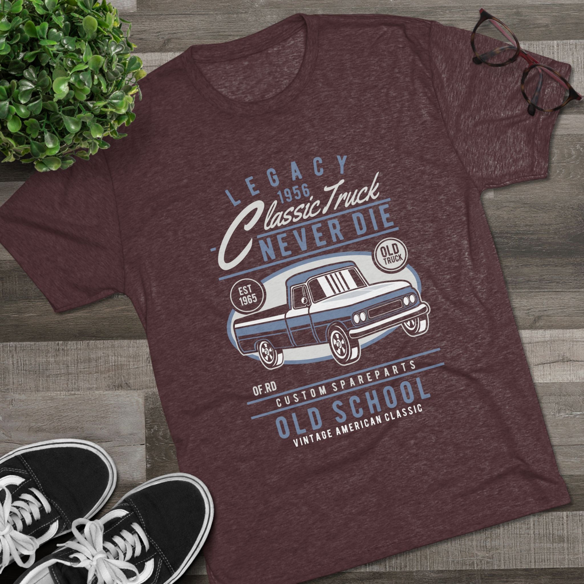 Vintage Classic Truck Tee - Unisex Tri-Blend Crew Neck