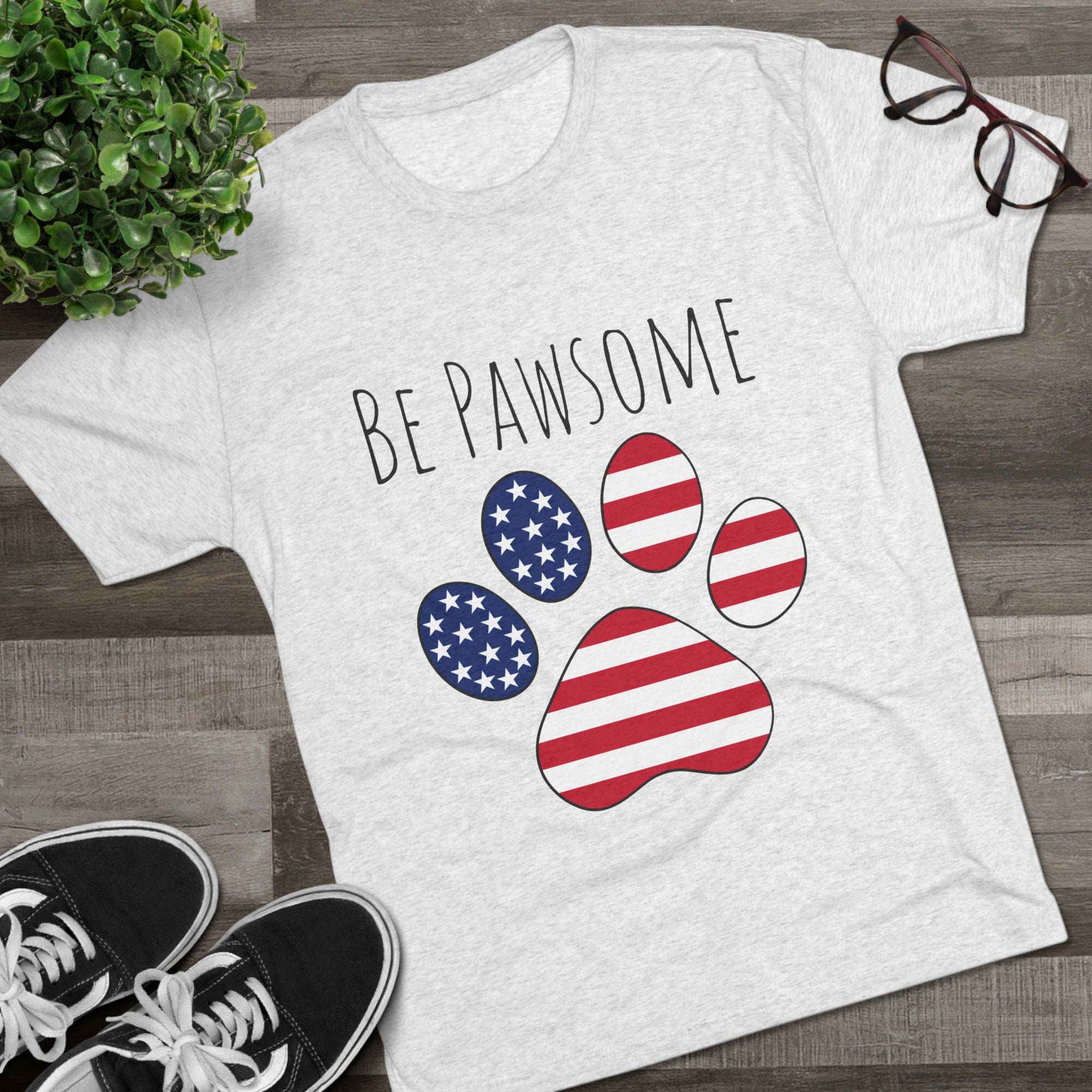 Dog Lover Tee - Be Pawsome Unisex Tri-Blend Crew Tee