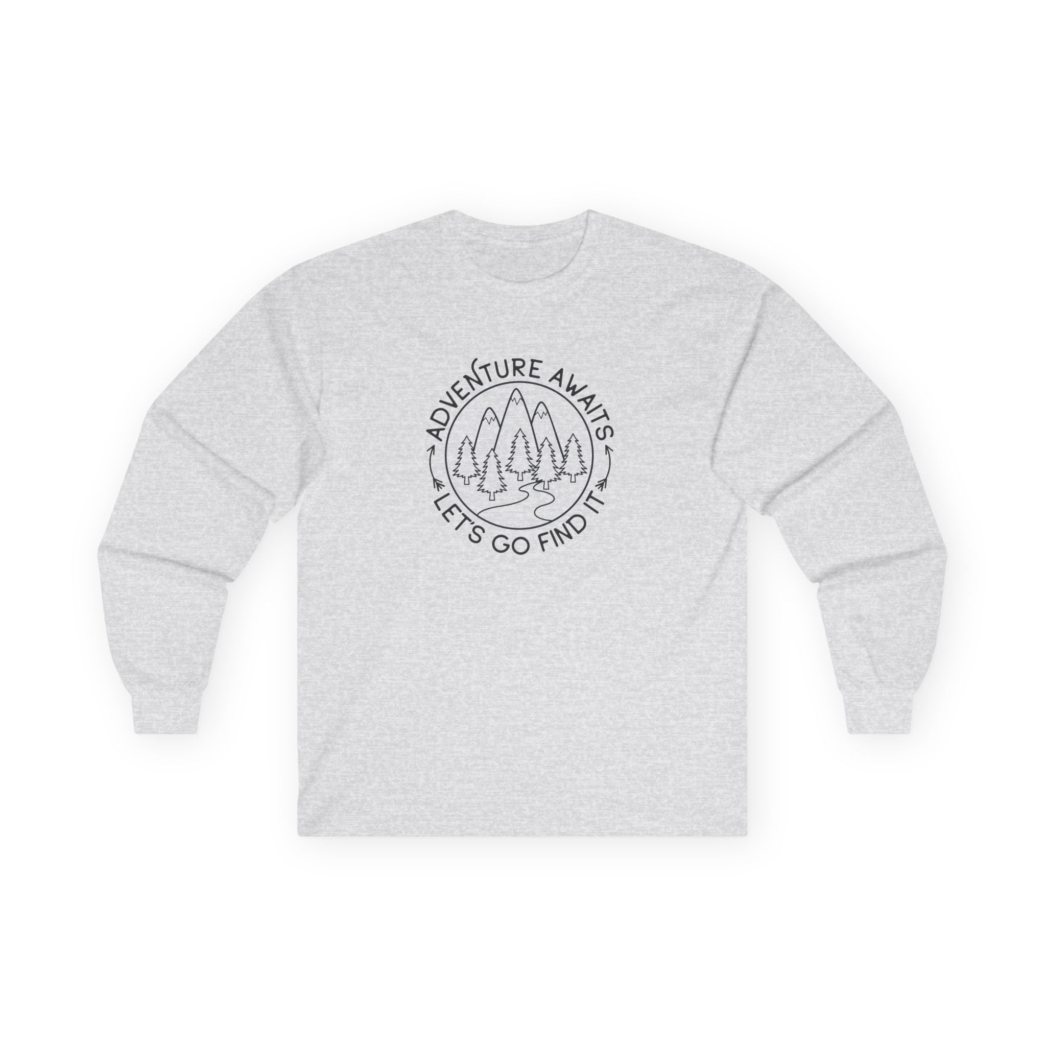 Adventure Awaits Unisex Long Sleeve Tee, Perfect for Outdoor Lovers, Travel Enthusiasts, Gifts, Hiking, Adventure Apparel
