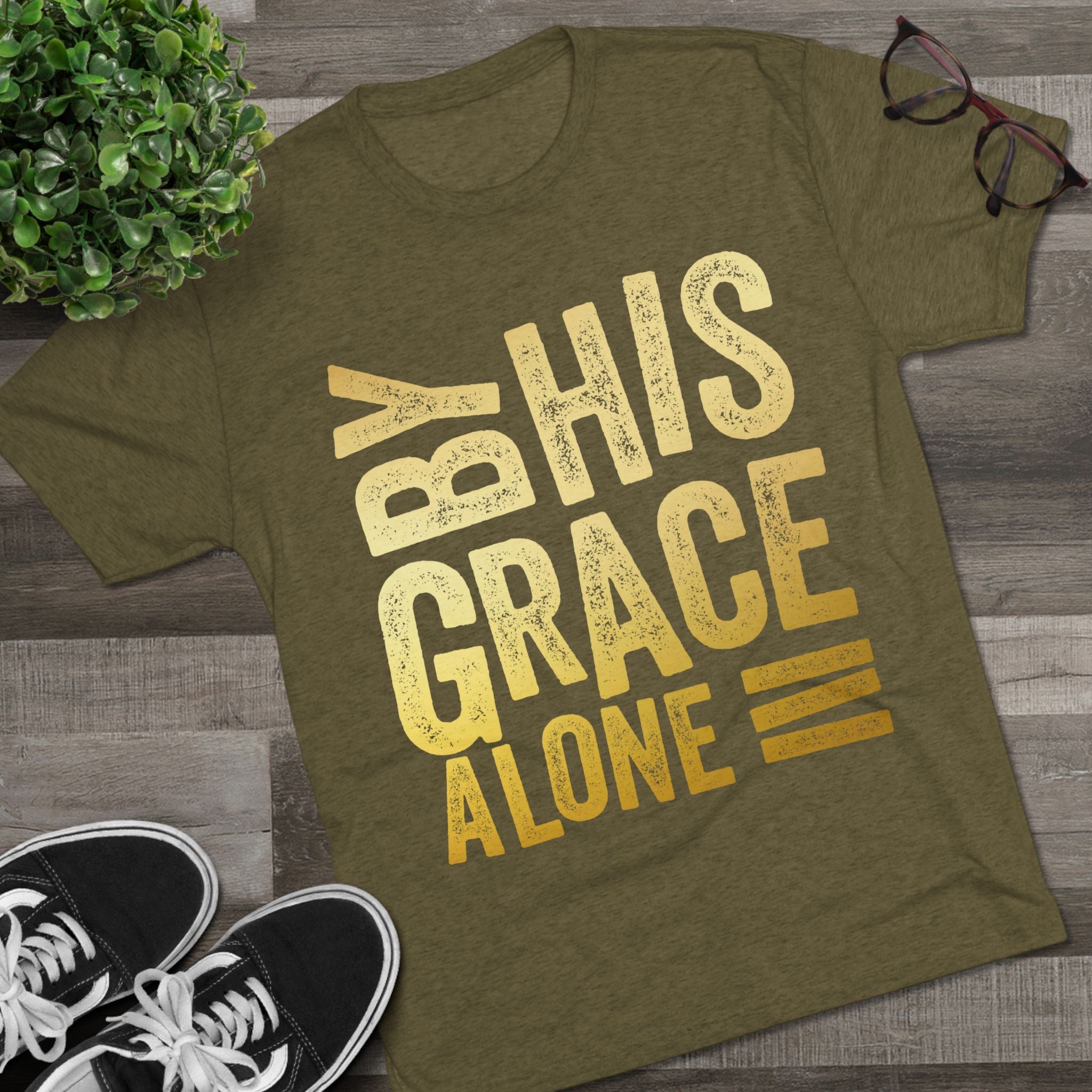 Unisex Tri-Blend Crew Tee - 'By His Grace Alone' Inspirational T-Shirt, Faith-Based Apparel, Christian Gift, Casual Everyday Wear, [...]