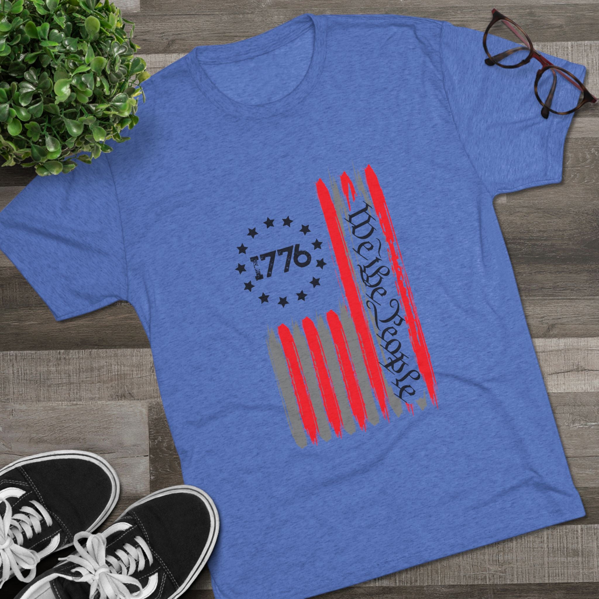 Patriotic Tee - We the People 1776 Flag Unisex Tri-Blend Crew Tee