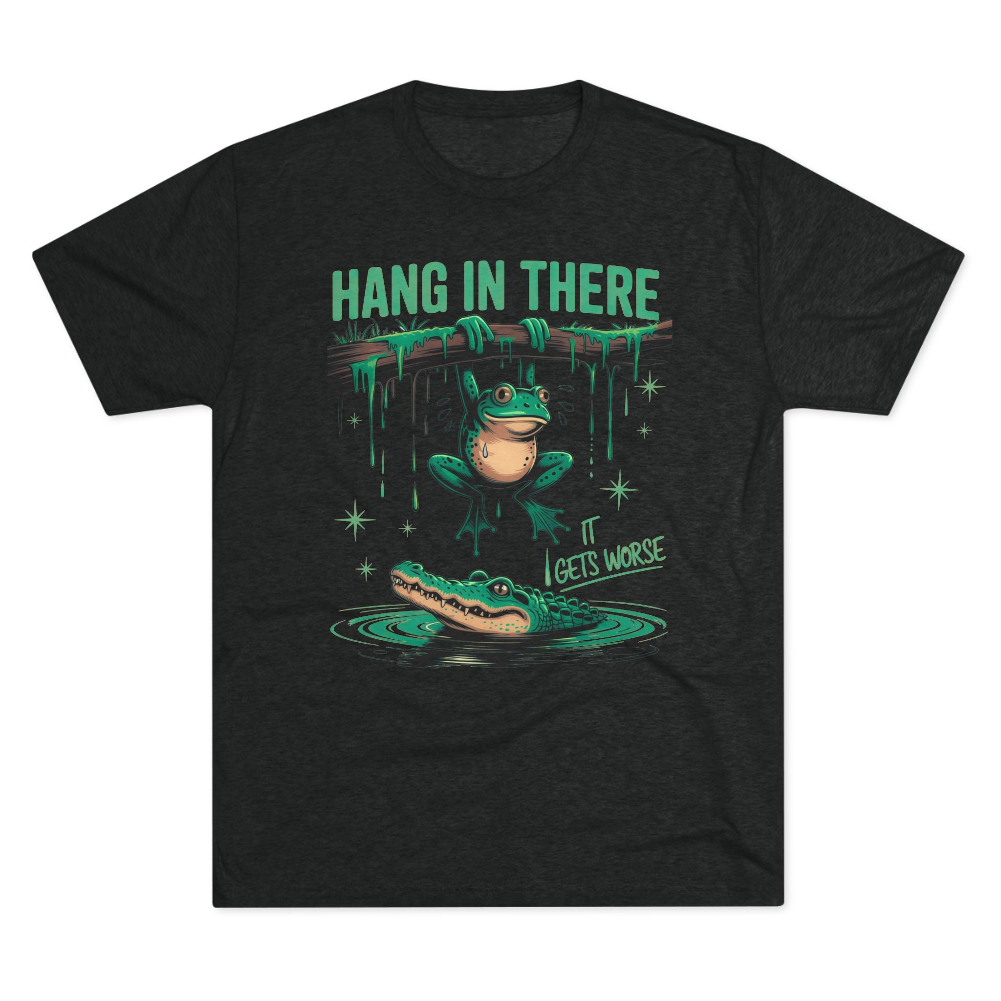 Hang In There Frog Unisex Tri-Blend Crew Tee, Funny Tee, Gift for Frog Lovers, Relaxed Fit T-Shirt