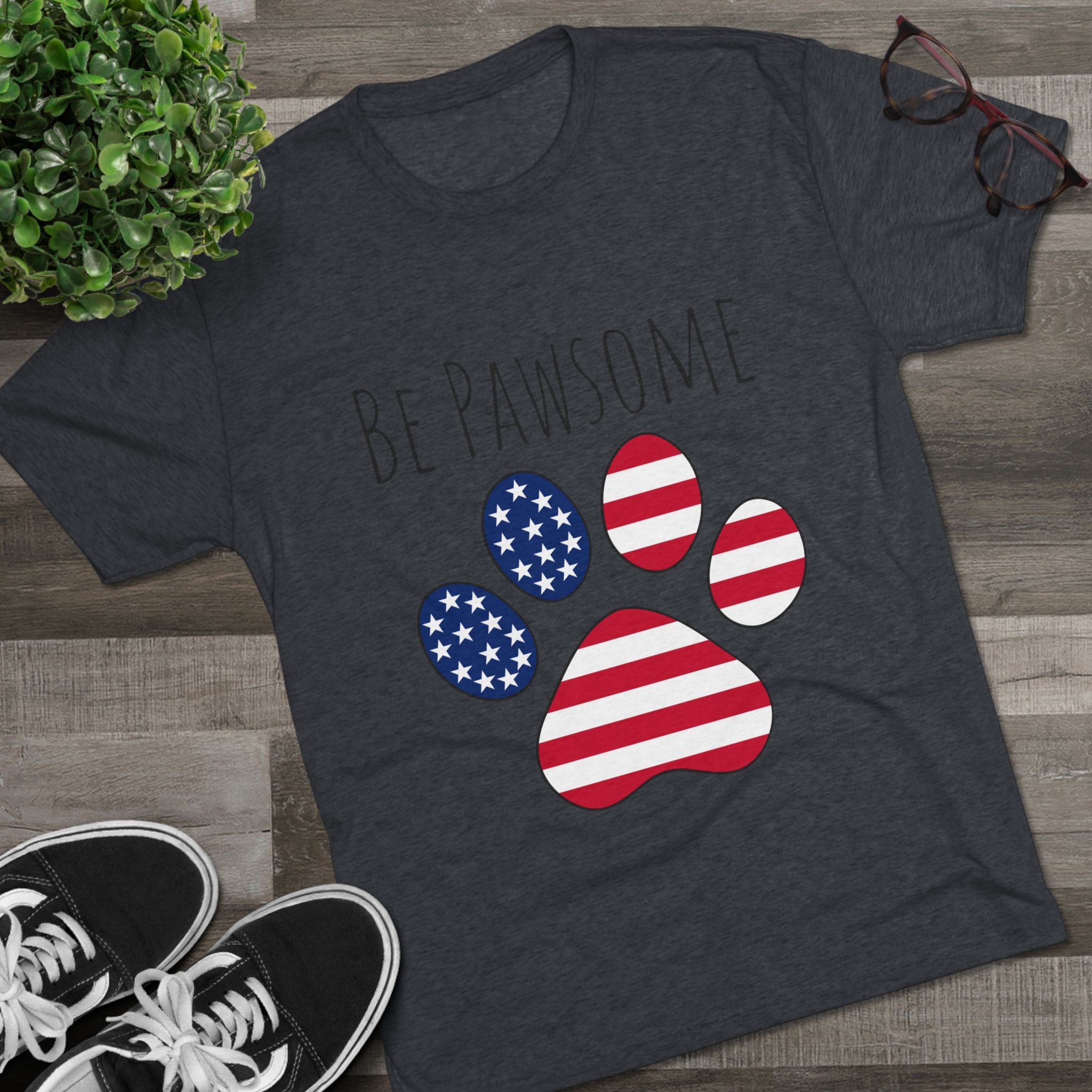 Dog Lover Tee - Be Pawsome Unisex Tri-Blend Crew Tee