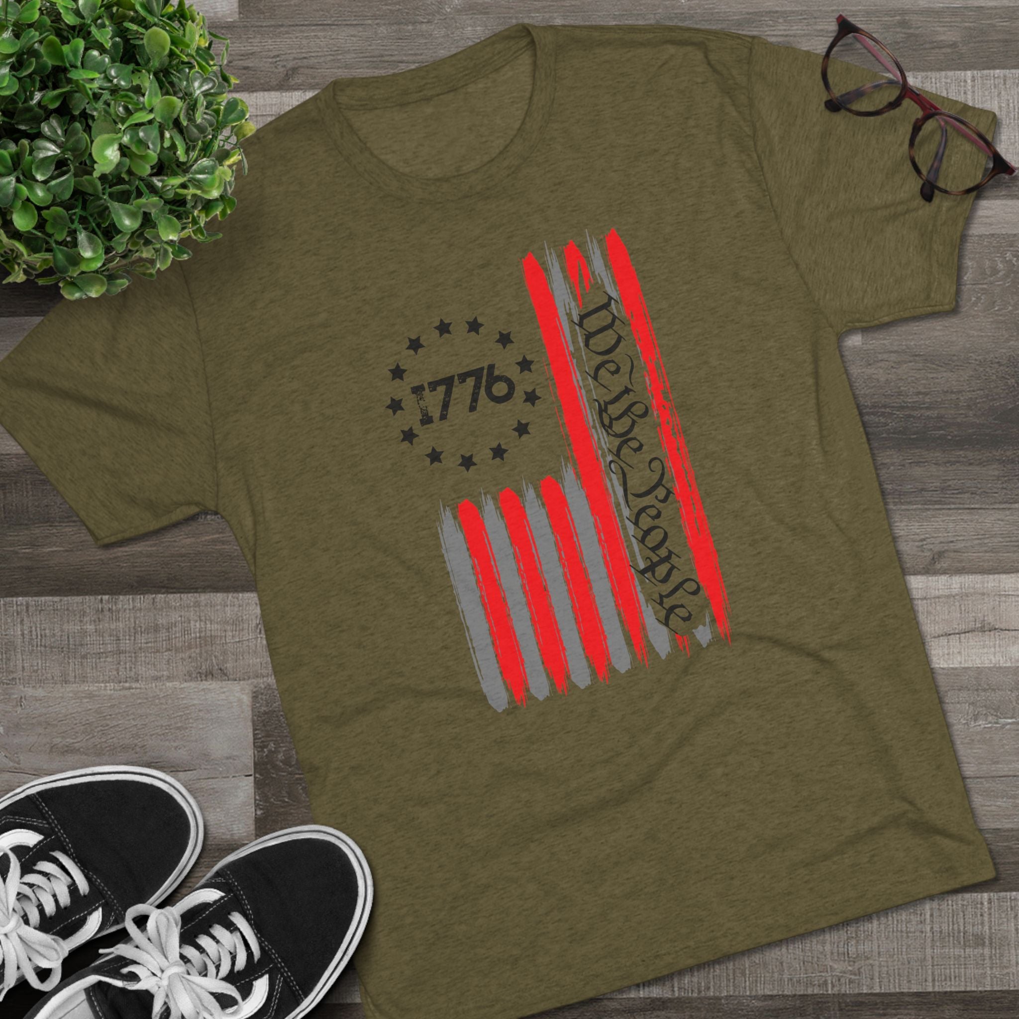 Patriotic Tee - We the People 1776 Flag Unisex Tri-Blend Crew Tee