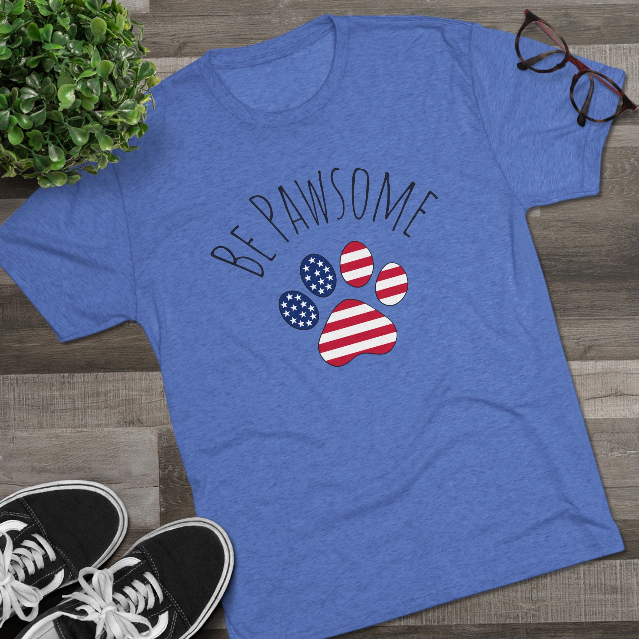 Dog Lover Tee - Be Pawsome Unisex Tri-Blend Crew Tee