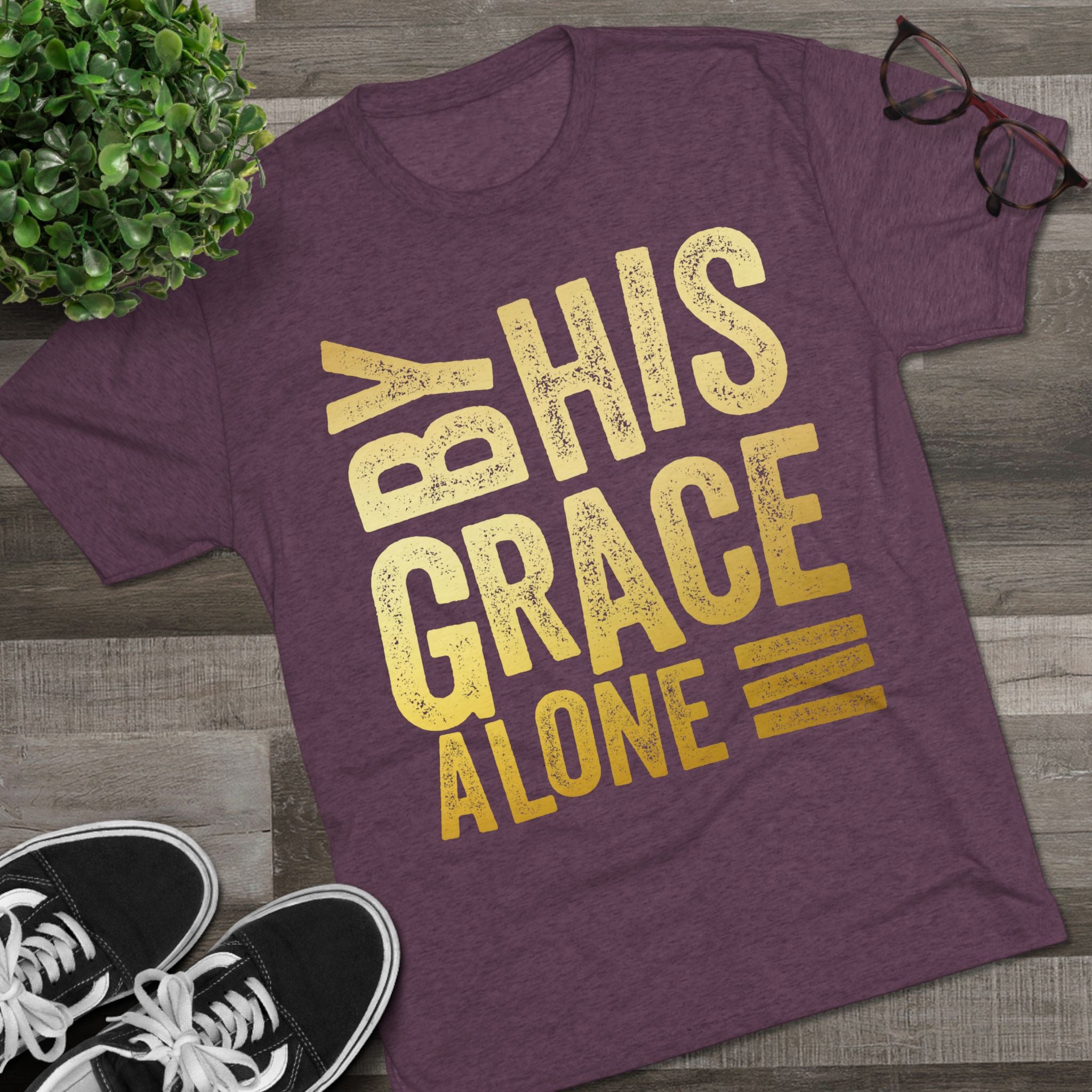 Unisex Tri-Blend Crew Tee - 'By His Grace Alone' Inspirational T-Shirt, Faith-Based Apparel, Christian Gift, Casual Everyday Wear, [...]