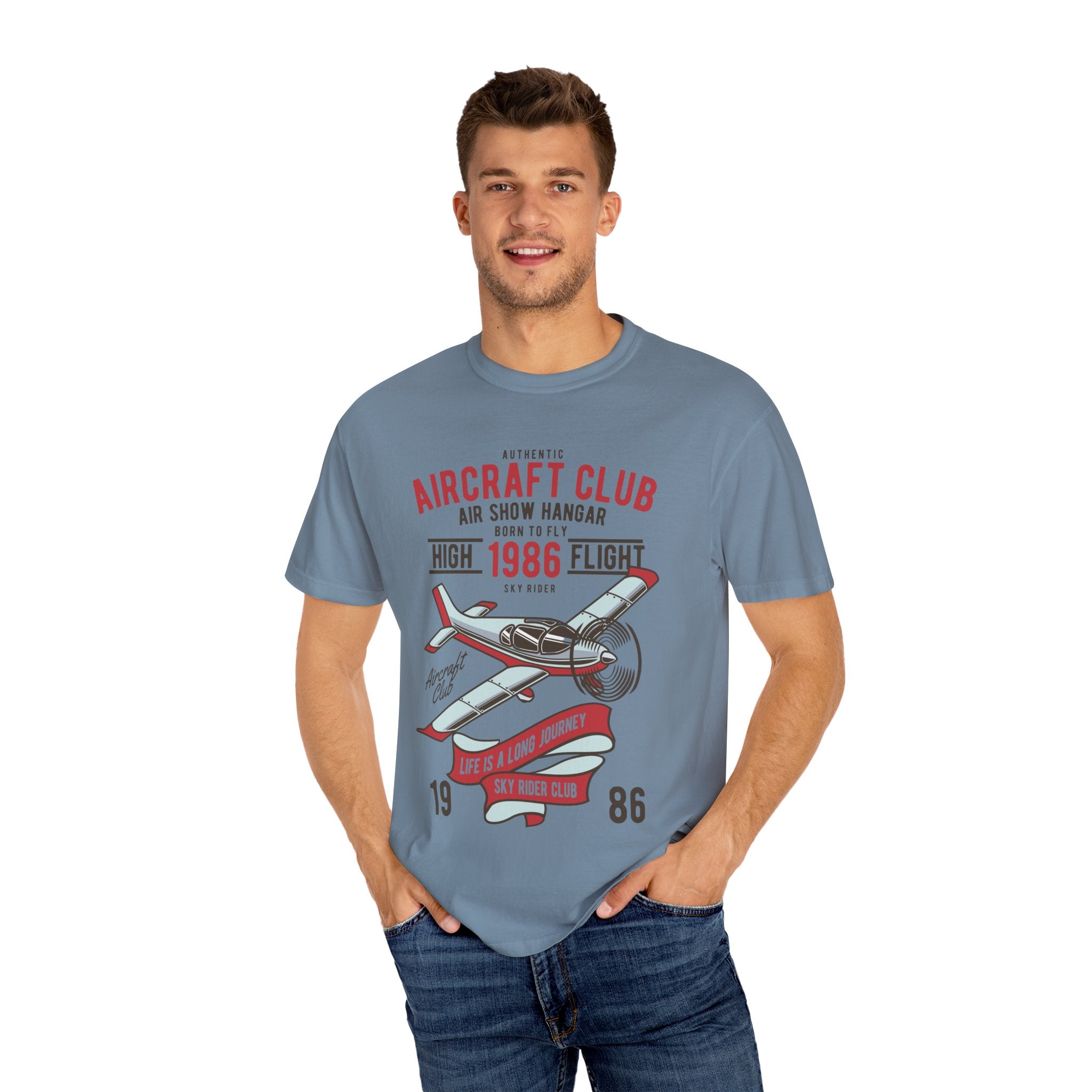Vintage Aircraft Club T-Shirt | Unisex Garment-Dyed Tee, Aviation Lover Gift, Retro Airplane Shirt, Sky Rider Apparel, Air Show Fashion