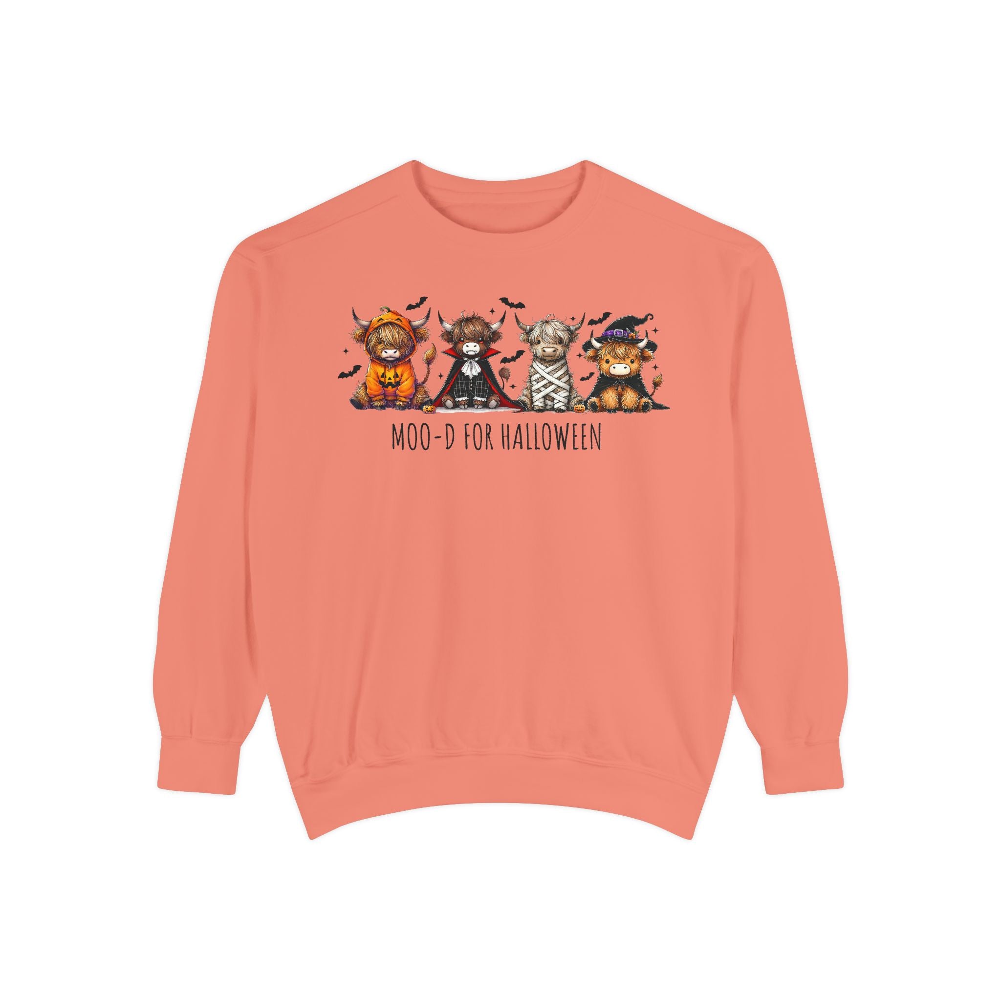 Halloween-Themed Garment-Dyed Unisex Sweatshirt, Cozy Fall Fashion, Cute Pet Designs, Perfect for Halloween Parties, Gift Idea