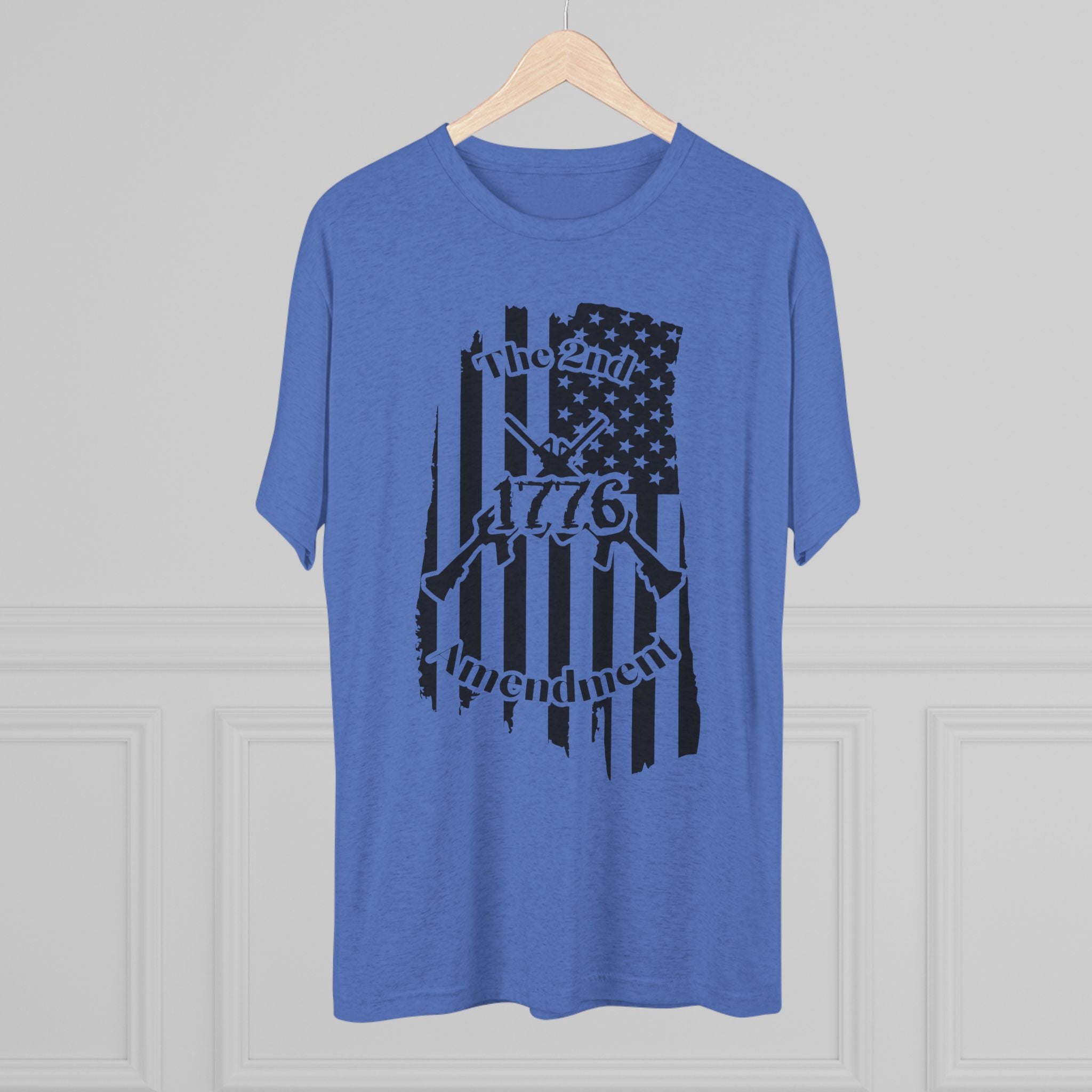 Patriotic Tee - 1776 2nd Amendment Flag Design Unisex Tri-Blend Crew Tee