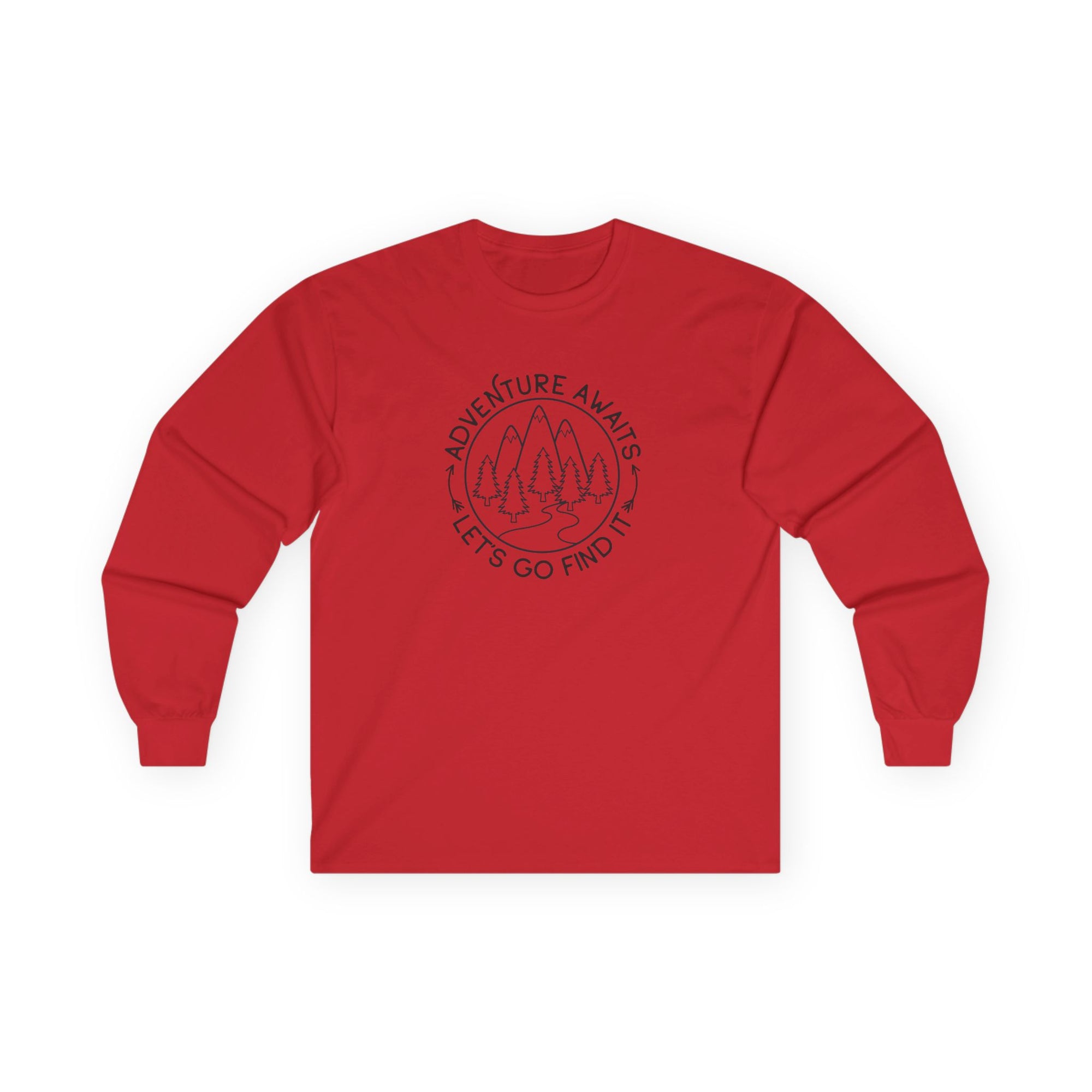 Adventure Awaits Unisex Long Sleeve Tee, Perfect for Outdoor Lovers, Travel Enthusiasts, Gifts, Hiking, Adventure Apparel