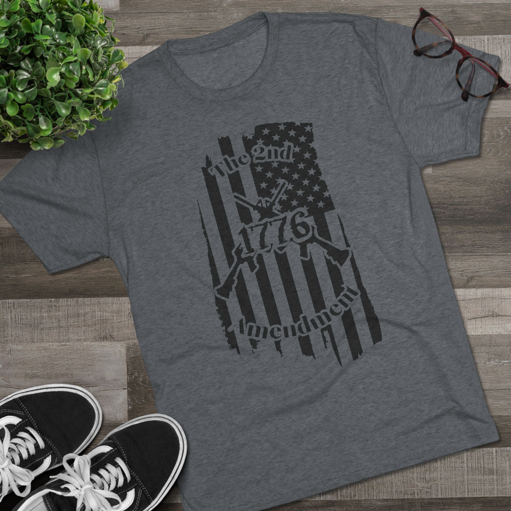 Patriotic Tee - 1776 2nd Amendment Flag Design Unisex Tri-Blend Crew Tee