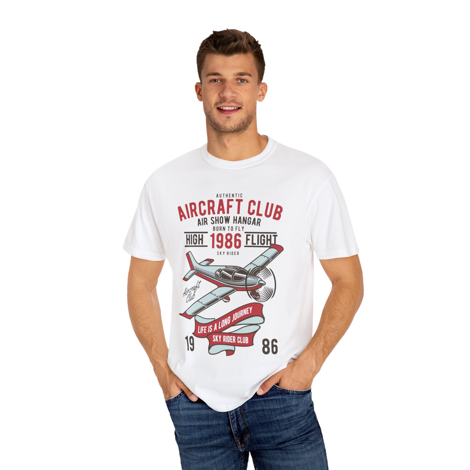 Vintage Aircraft Club T-Shirt | Unisex Garment-Dyed Tee, Aviation Lover Gift, Retro Airplane Shirt, Sky Rider Apparel, Air Show Fashion