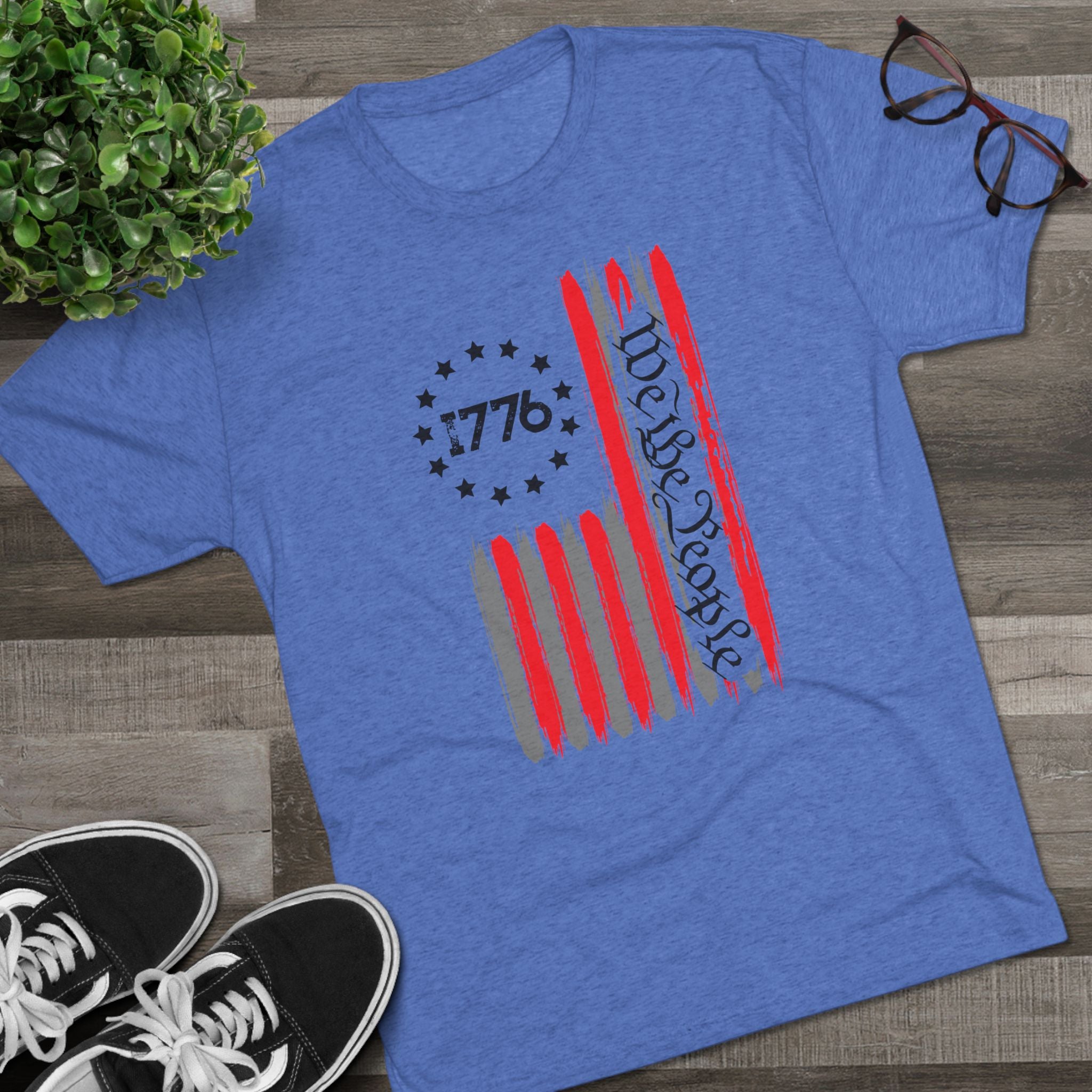 Patriotic Tee - We the People 1776 Flag Unisex Tri-Blend Crew Tee
