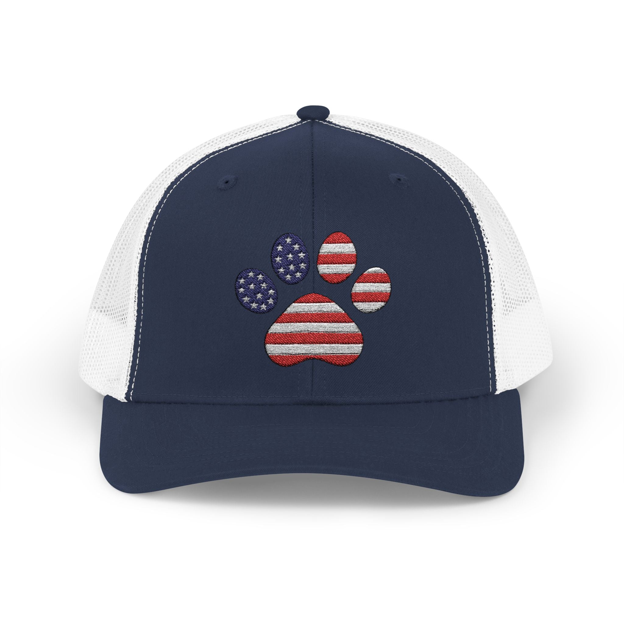 Trucker Cap American Flag Paw Print