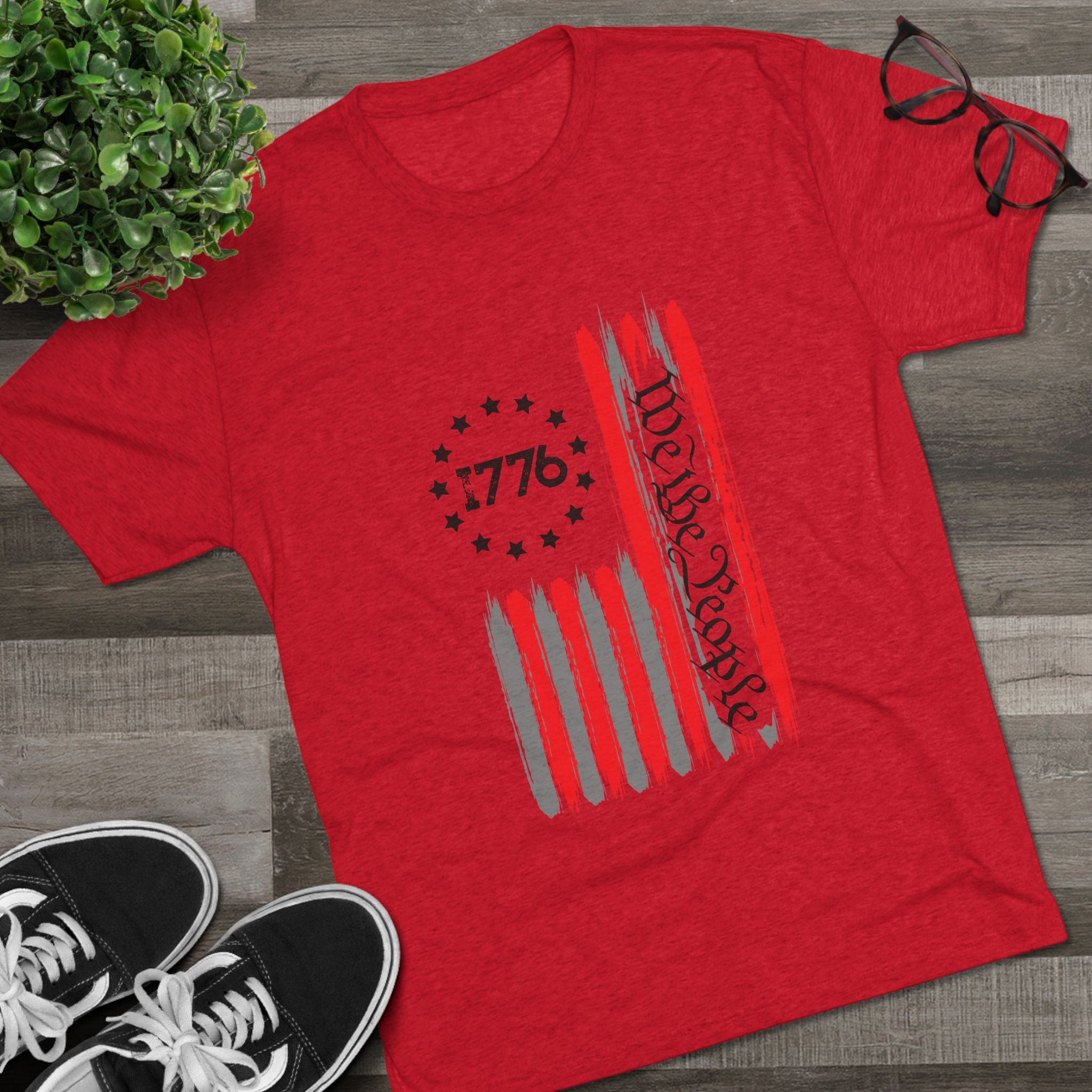 Patriotic Tee - We the People 1776 Flag Unisex Tri-Blend Crew Tee