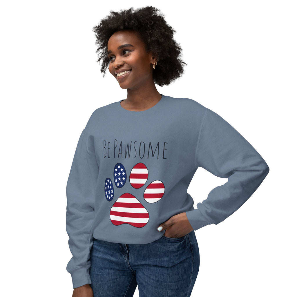 Dog Print Sweatshirt - Be Pawsome Lightweight Crewneck