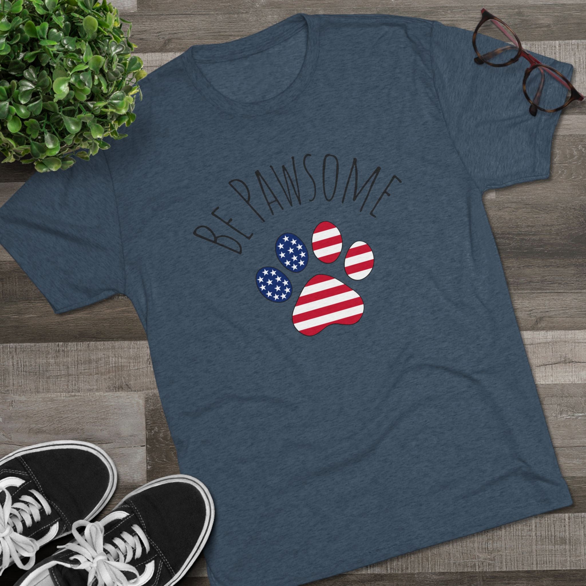 Dog Lover Tee - Be Pawsome Unisex Tri-Blend Crew Tee