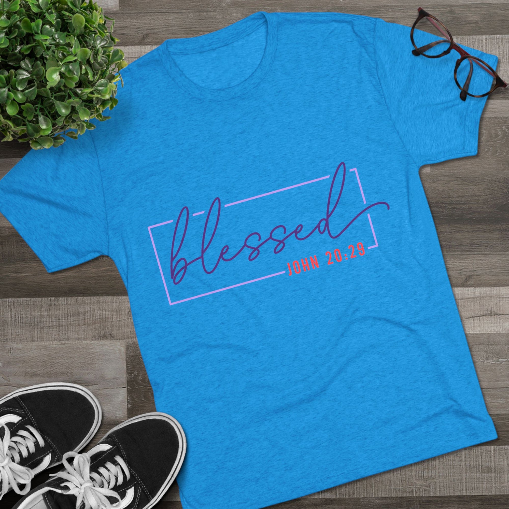 Blessed Unisex Tri-Blend Crew Tee | Inspirational Gift for Friends, Spiritual Wear, Faith-Based Apparel, Green Shirt, Casual Top