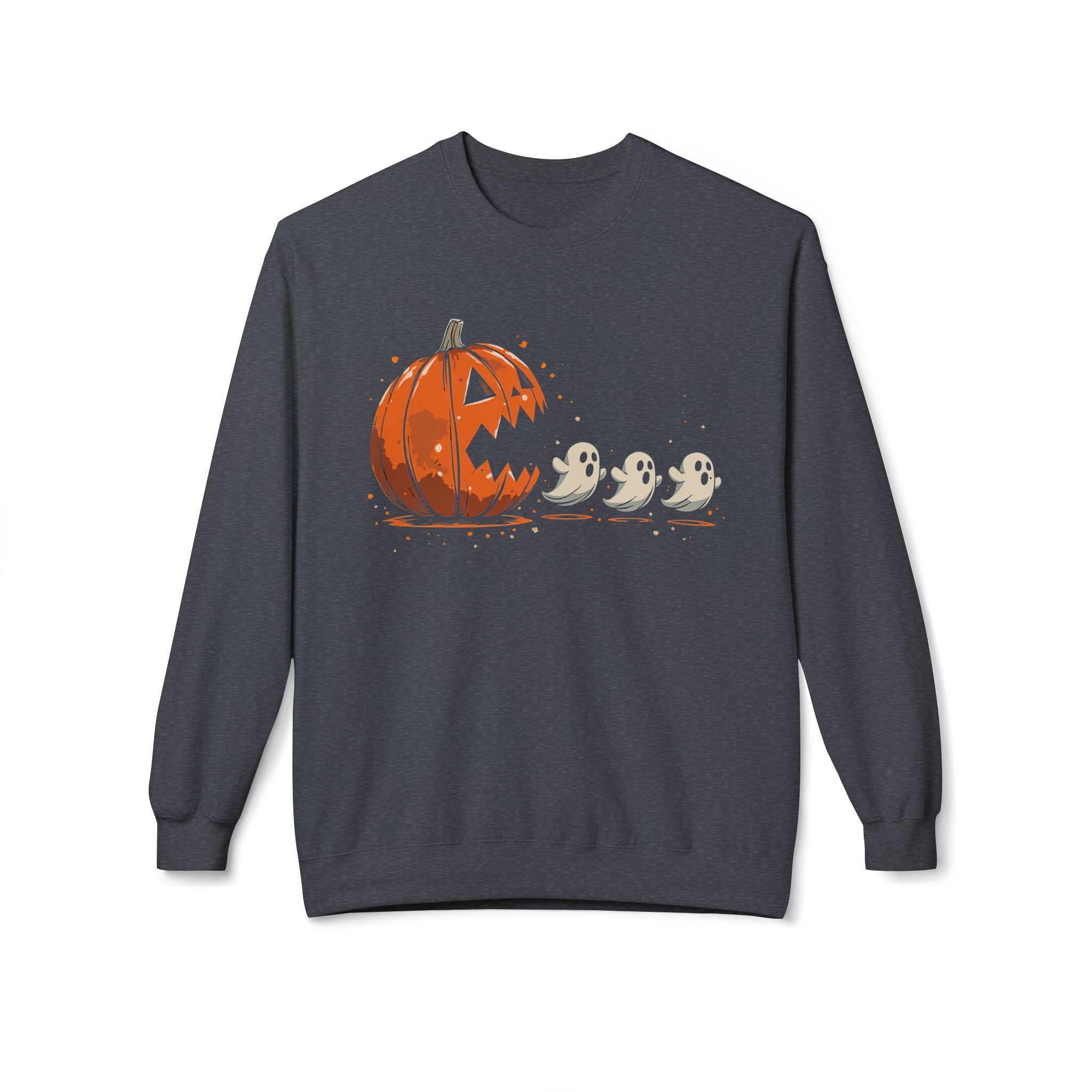 Halloween Ghost & Pumpkin Sweatshirt, Spooky Crewneck, Fall Fashion, Funny Sweatshirt, Halloween Apparel, Unisex Cozy Wear