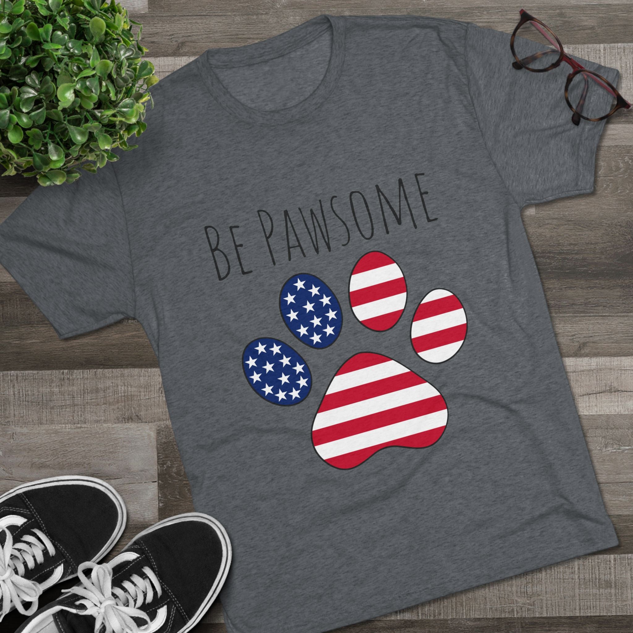 Dog Lover Tee - Be Pawsome Unisex Tri-Blend Crew Tee