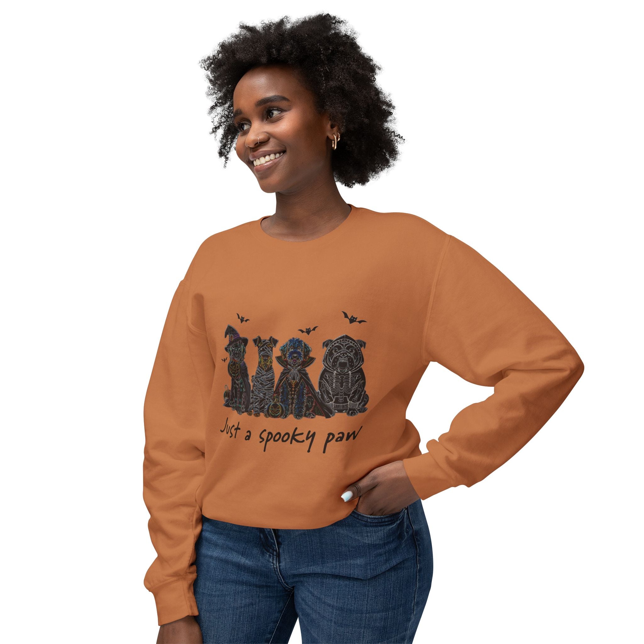 Spooky Dog Crewneck Sweatshirt, Halloween Apparel, Fall Fashion, Cozy Sweatshirt, Gift for Dog Lovers, Casual Wear