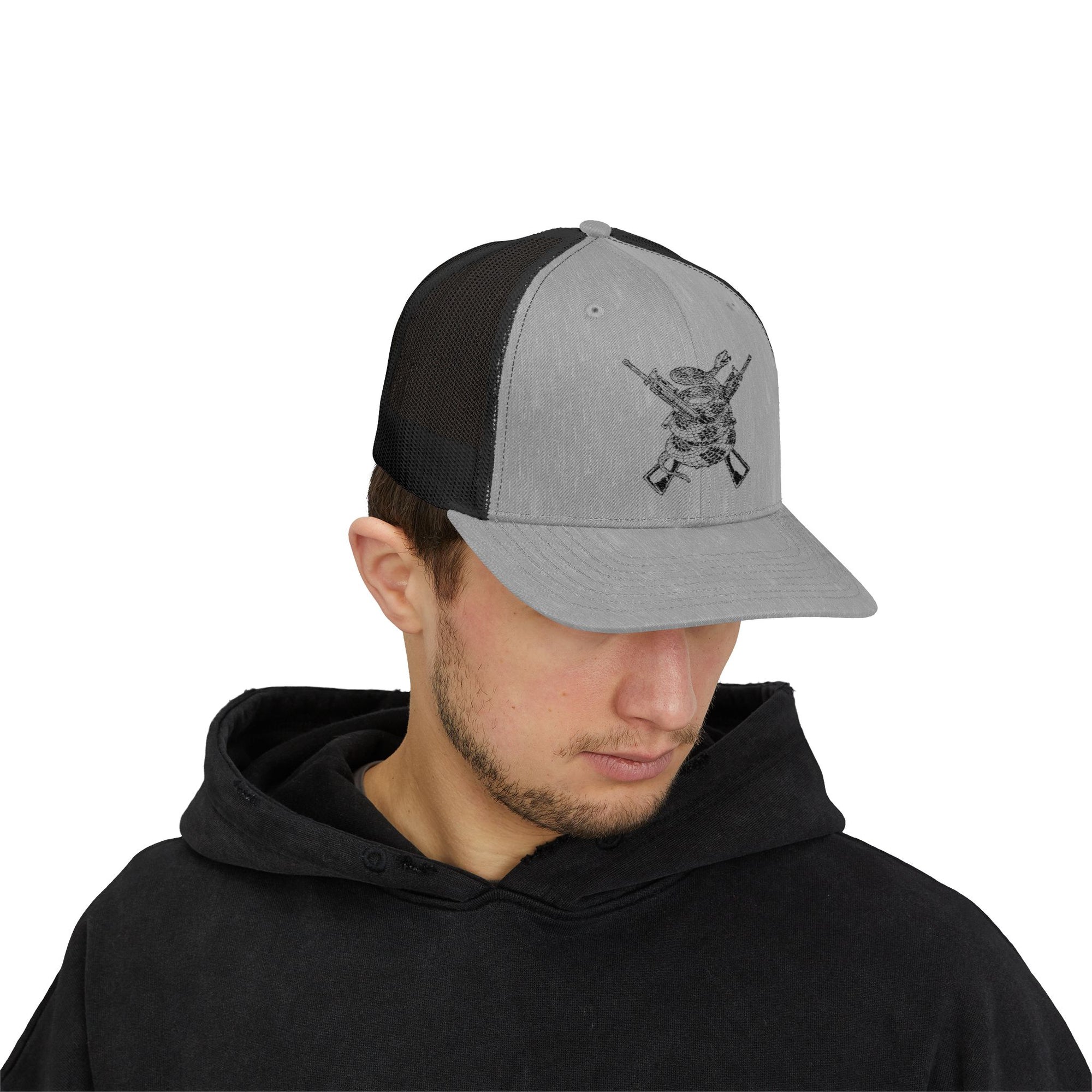 Snapback Cap, Crossed Rifles with Snake Design