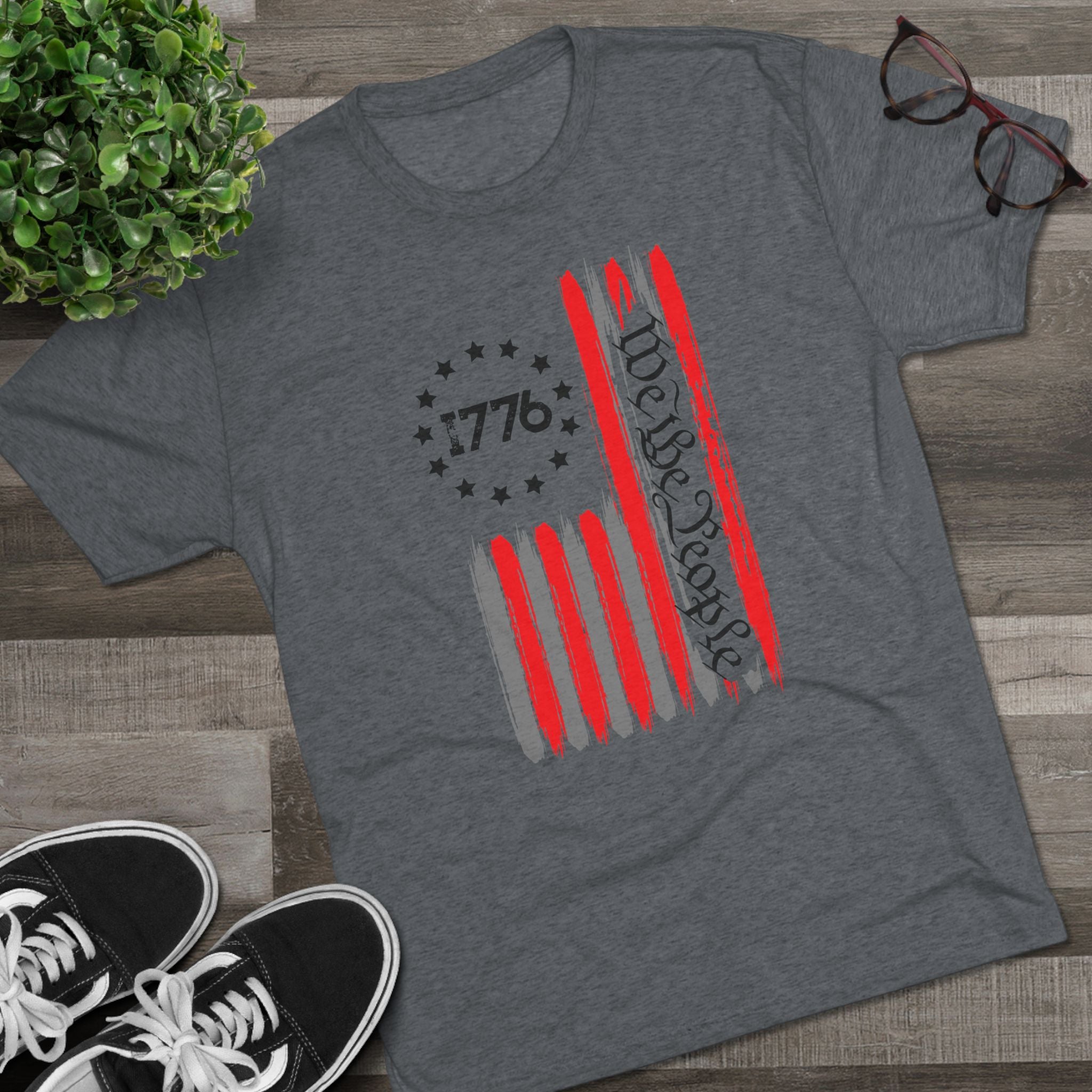 Patriotic Tee - We the People 1776 Flag Unisex Tri-Blend Crew Tee