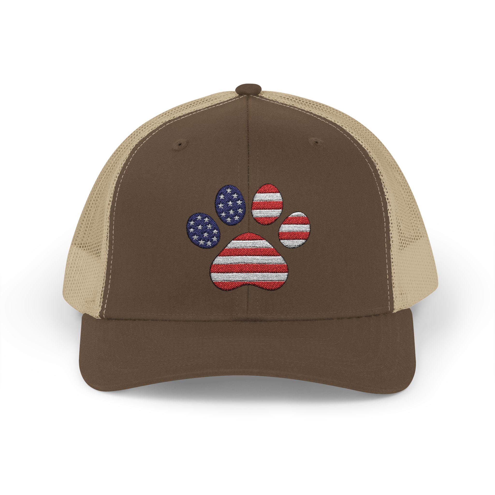 Trucker Cap American Flag Paw Print