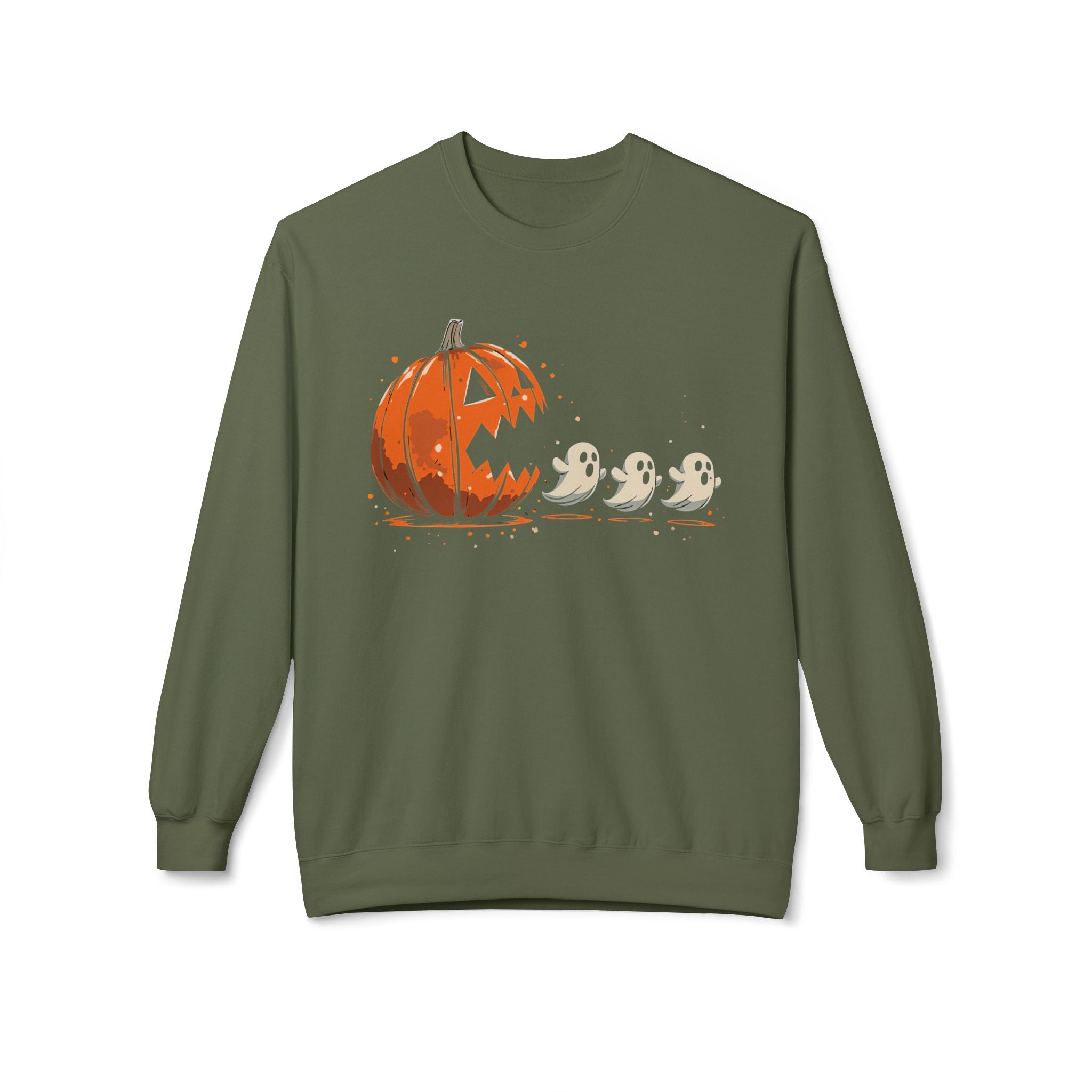 Halloween Ghost & Pumpkin Sweatshirt, Spooky Crewneck, Fall Fashion, Funny Sweatshirt, Halloween Apparel, Unisex Cozy Wear