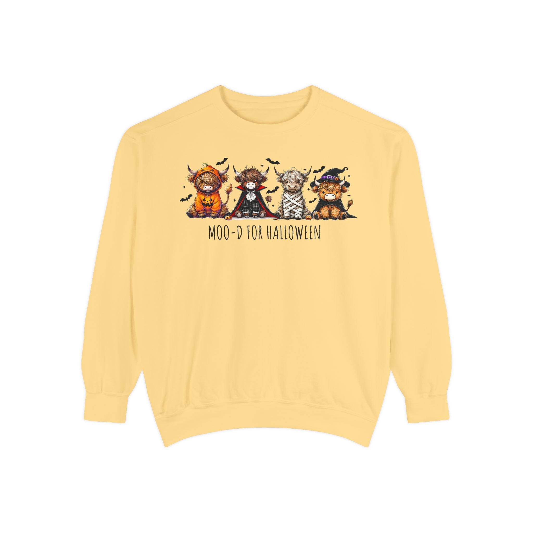 Halloween-Themed Garment-Dyed Unisex Sweatshirt, Cozy Fall Fashion, Cute Pet Designs, Perfect for Halloween Parties, Gift Idea